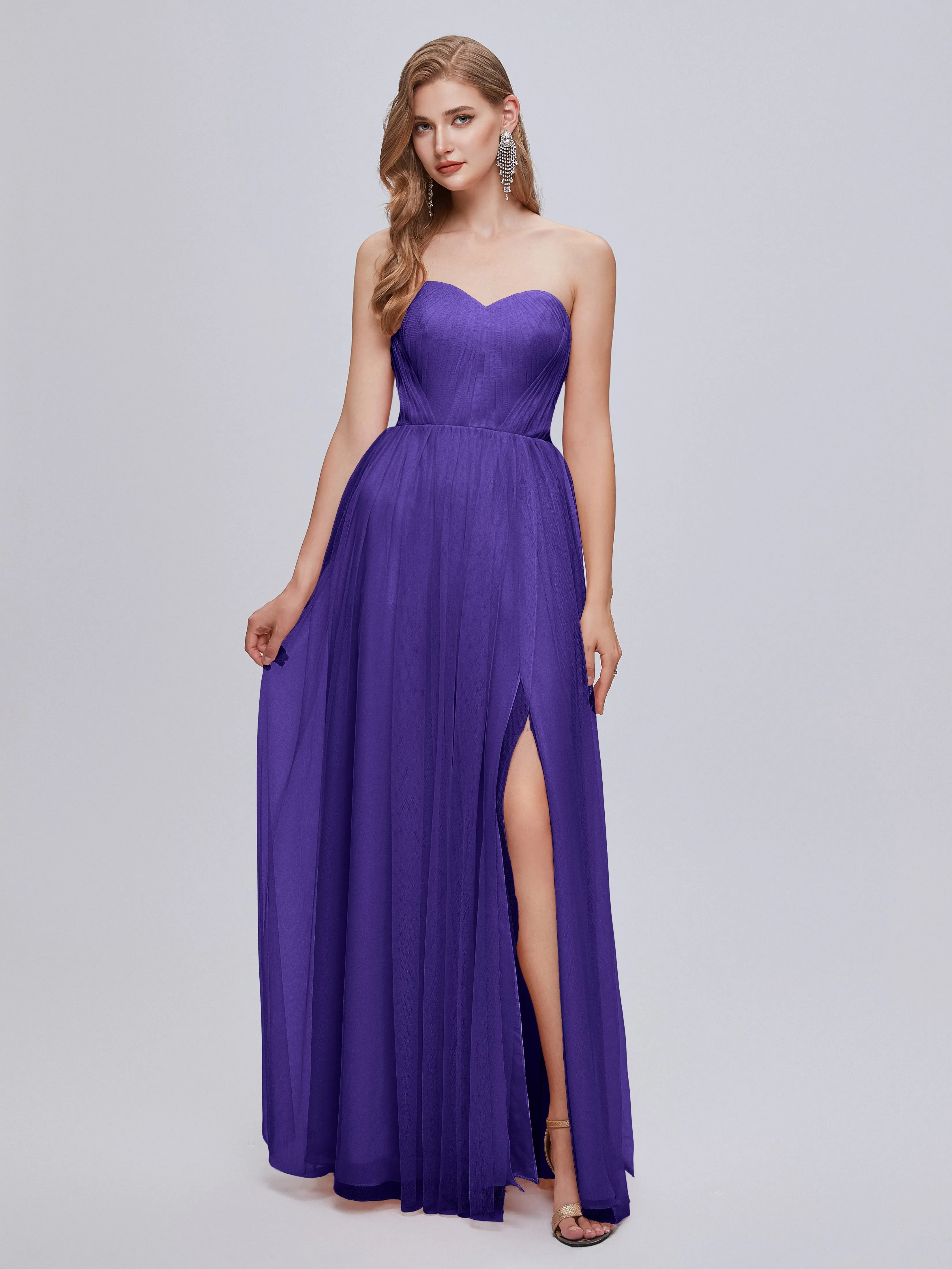 Ayla Split Convertible Chiffon Bridesmaid Dresses With Tulle