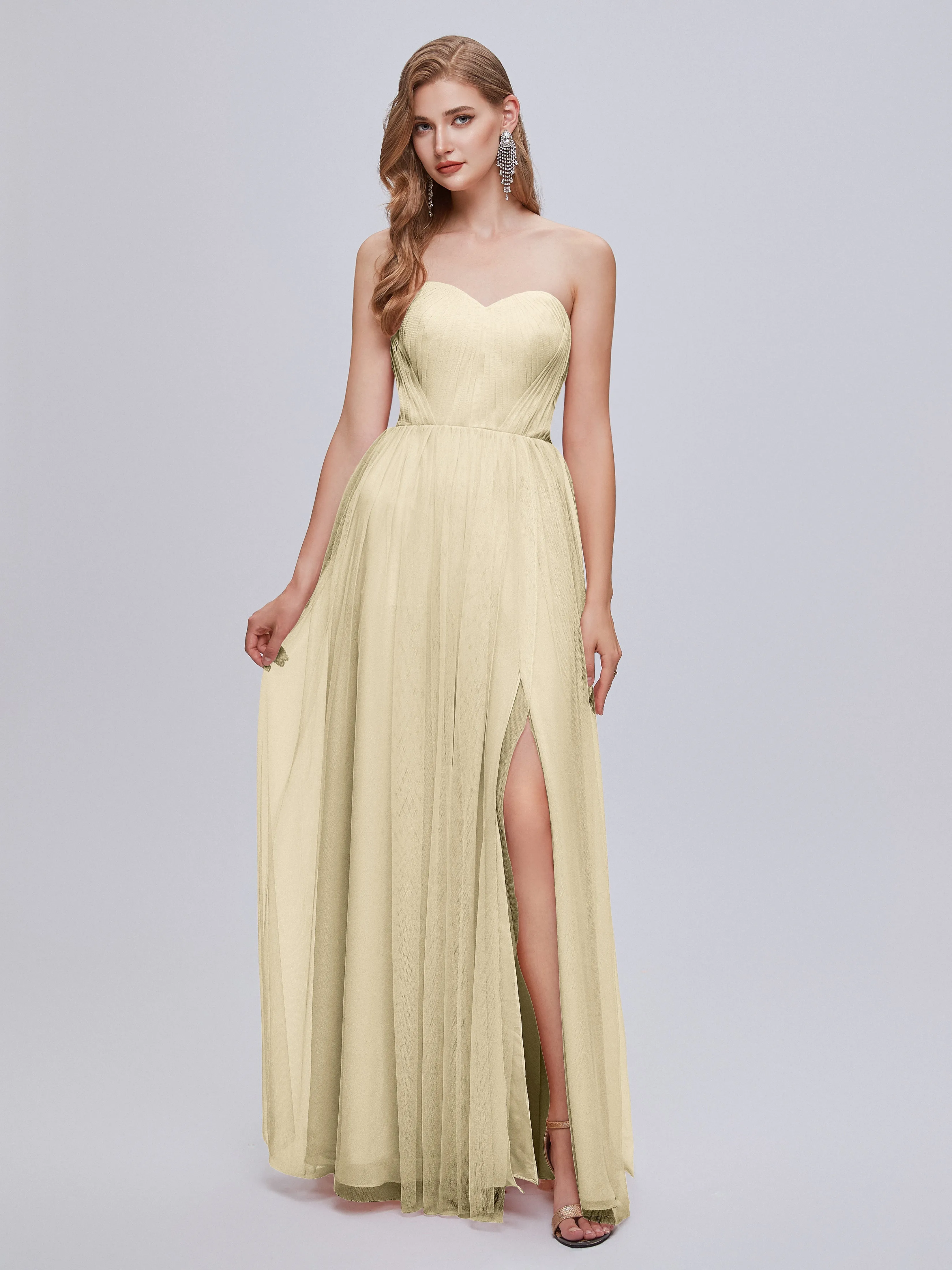 Ayla Split Convertible Chiffon Bridesmaid Dresses With Tulle