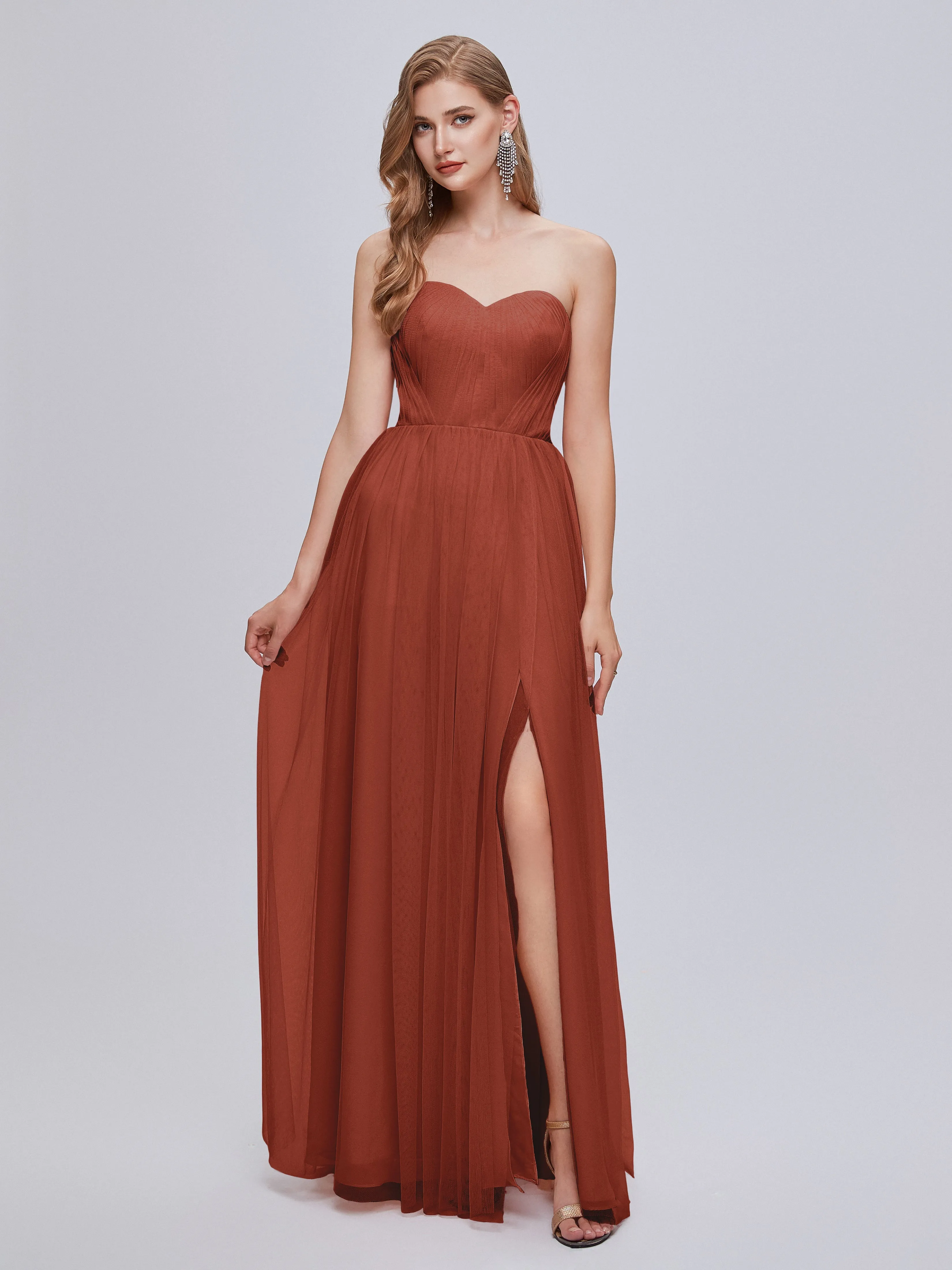 Ayla Split Convertible Chiffon Bridesmaid Dresses With Tulle
