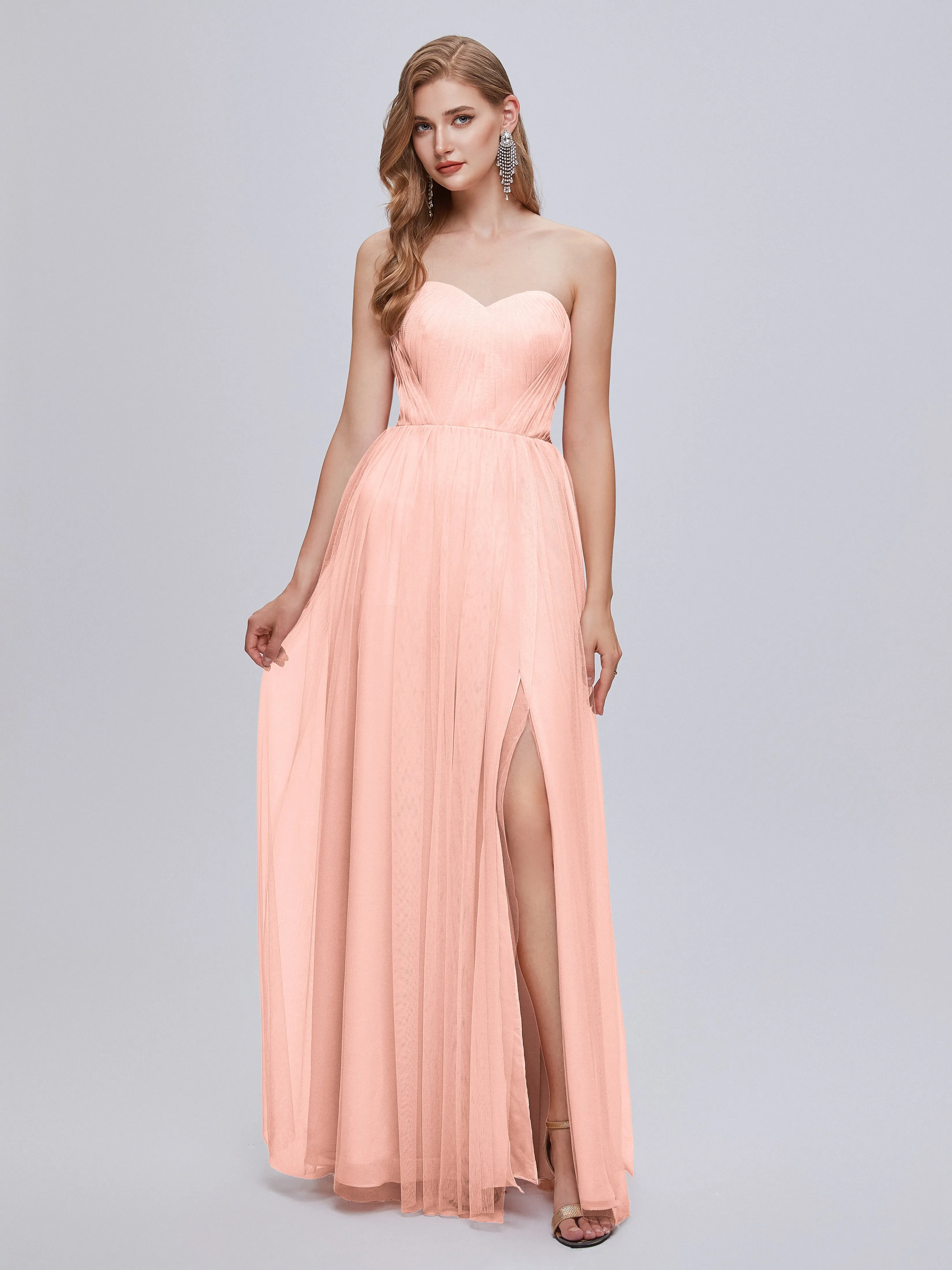 Ayla Split Convertible Chiffon Bridesmaid Dresses With Tulle