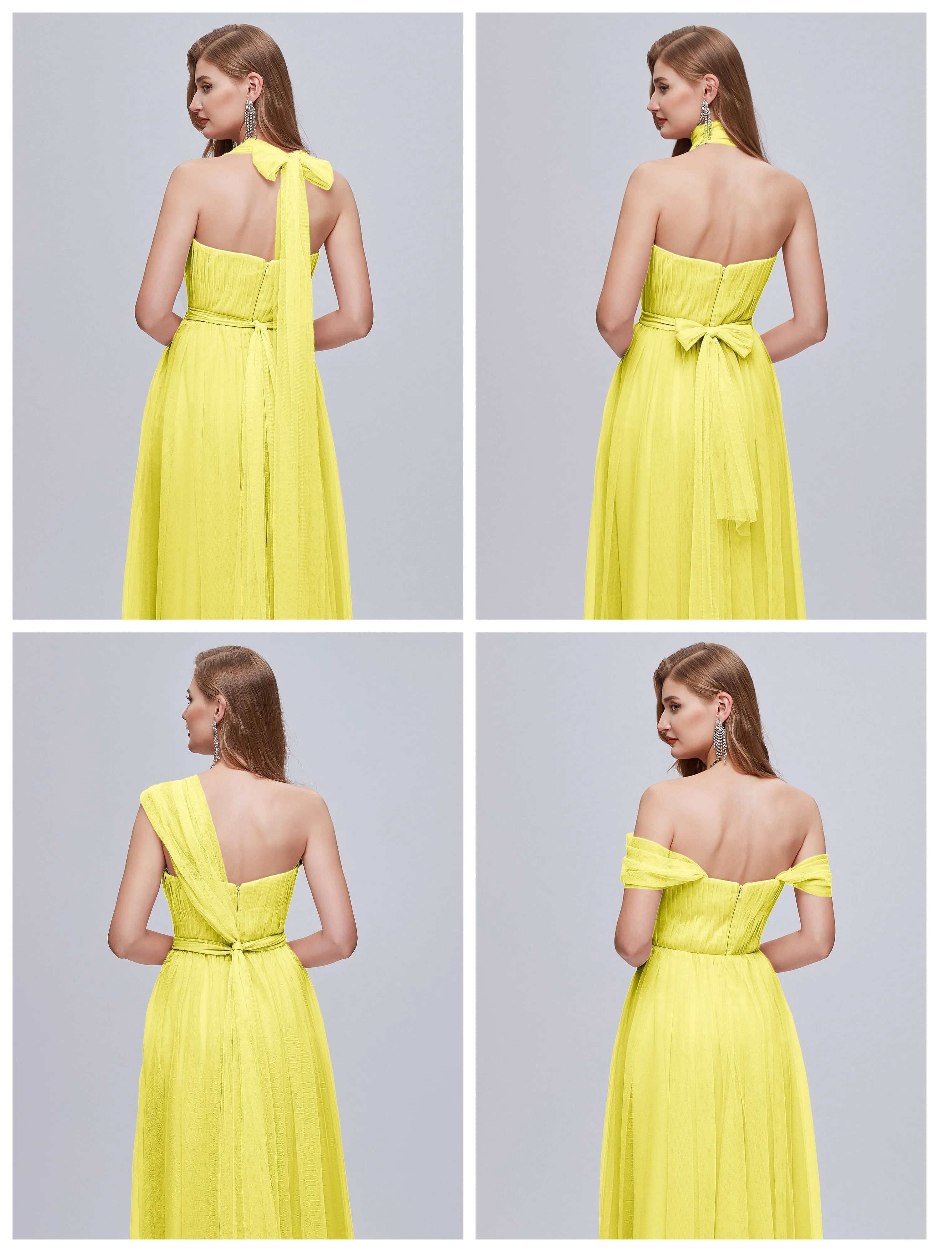 Ayla Split Convertible Chiffon Bridesmaid Dresses With Tulle