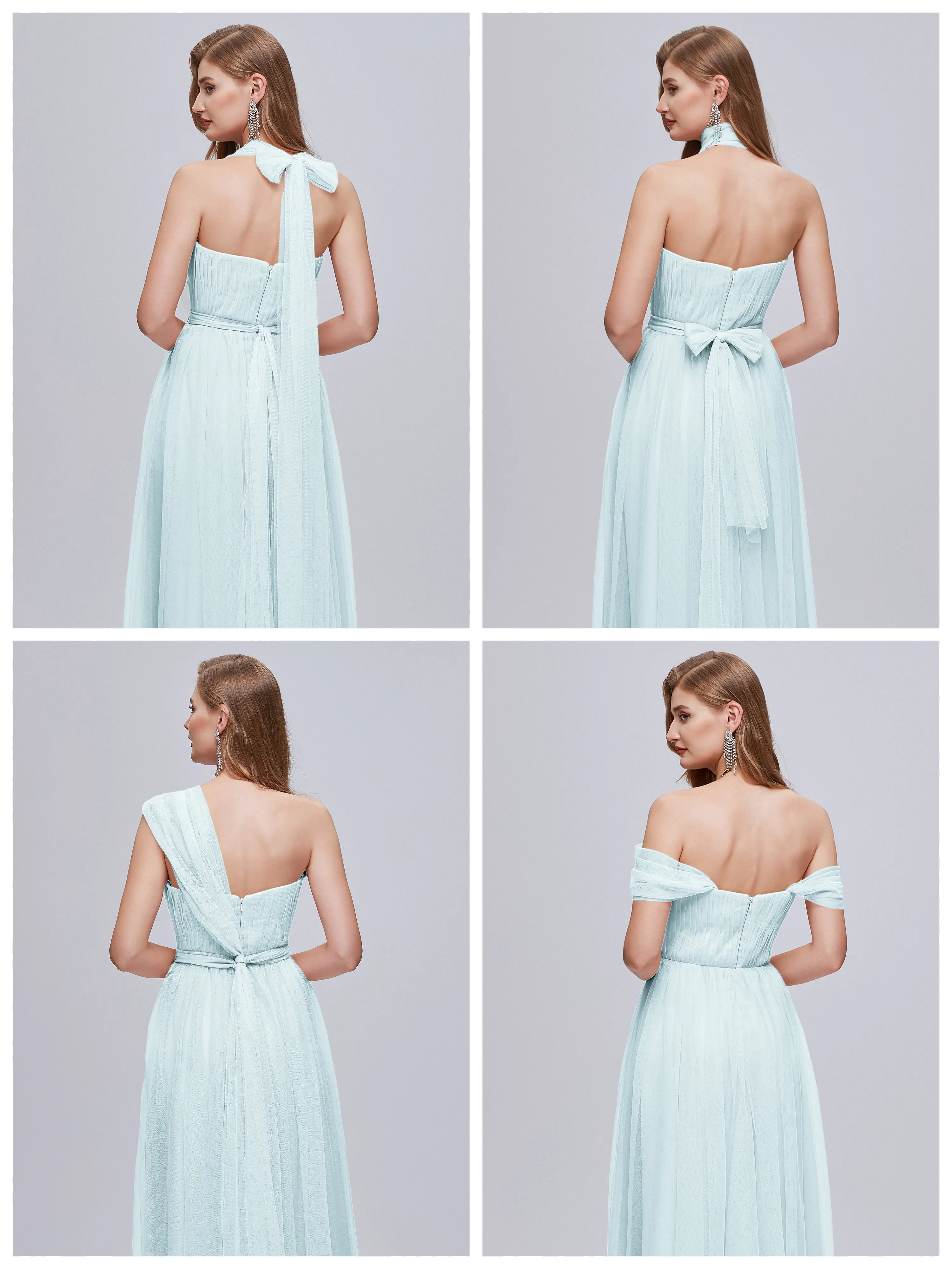 Ayla Split Convertible Chiffon Bridesmaid Dresses With Tulle