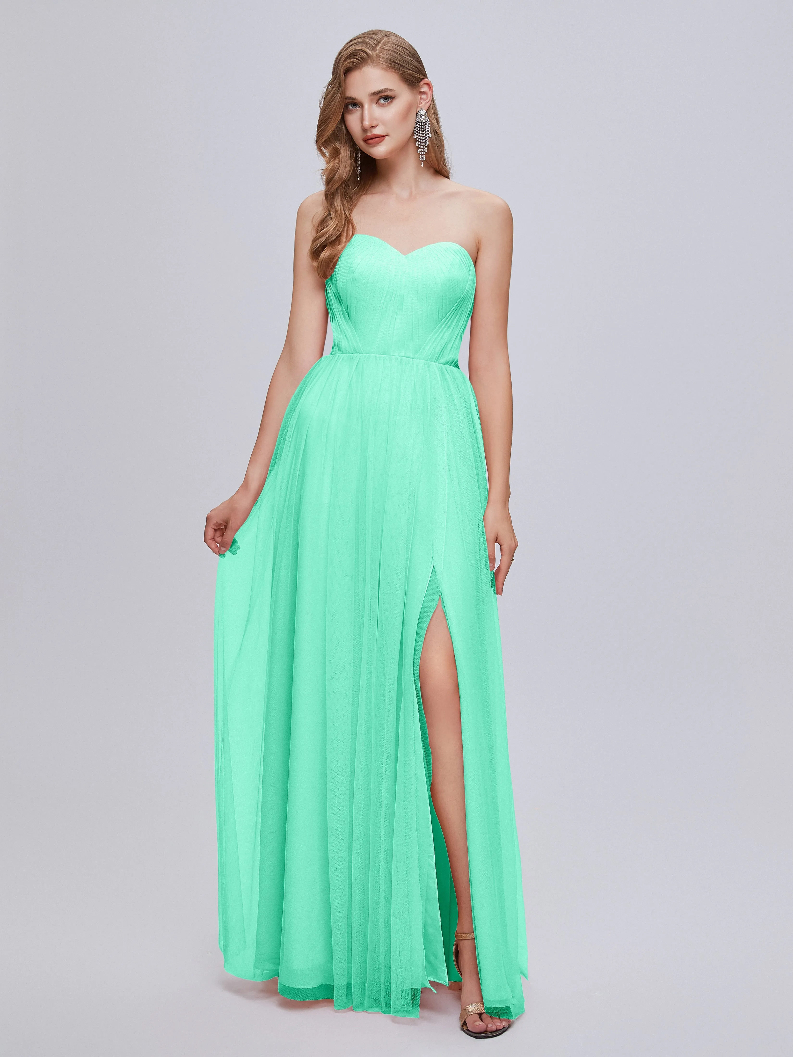 Ayla Split Convertible Chiffon Bridesmaid Dresses With Tulle
