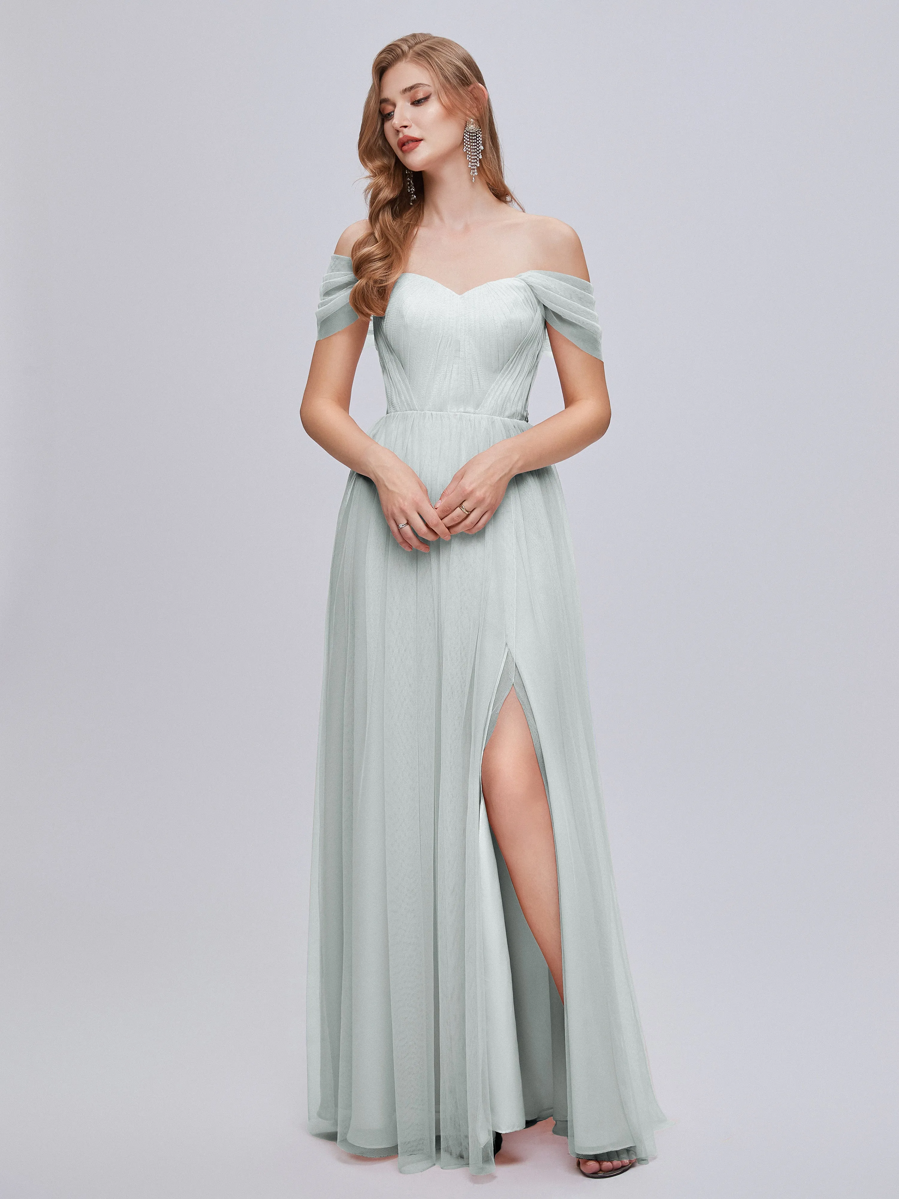 Ayla Split Convertible Chiffon Bridesmaid Dresses With Tulle