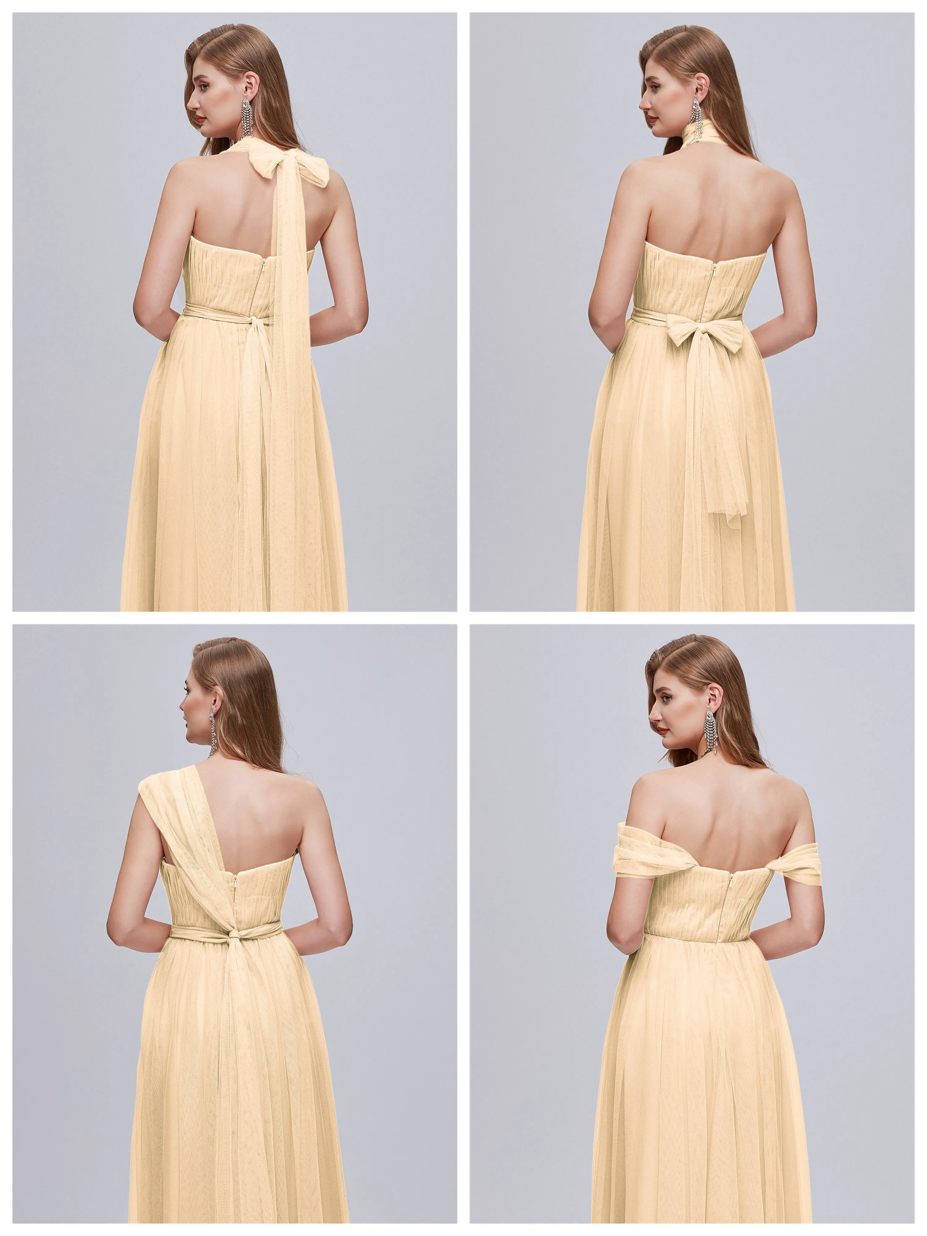 Ayla Split Convertible Chiffon Bridesmaid Dresses With Tulle
