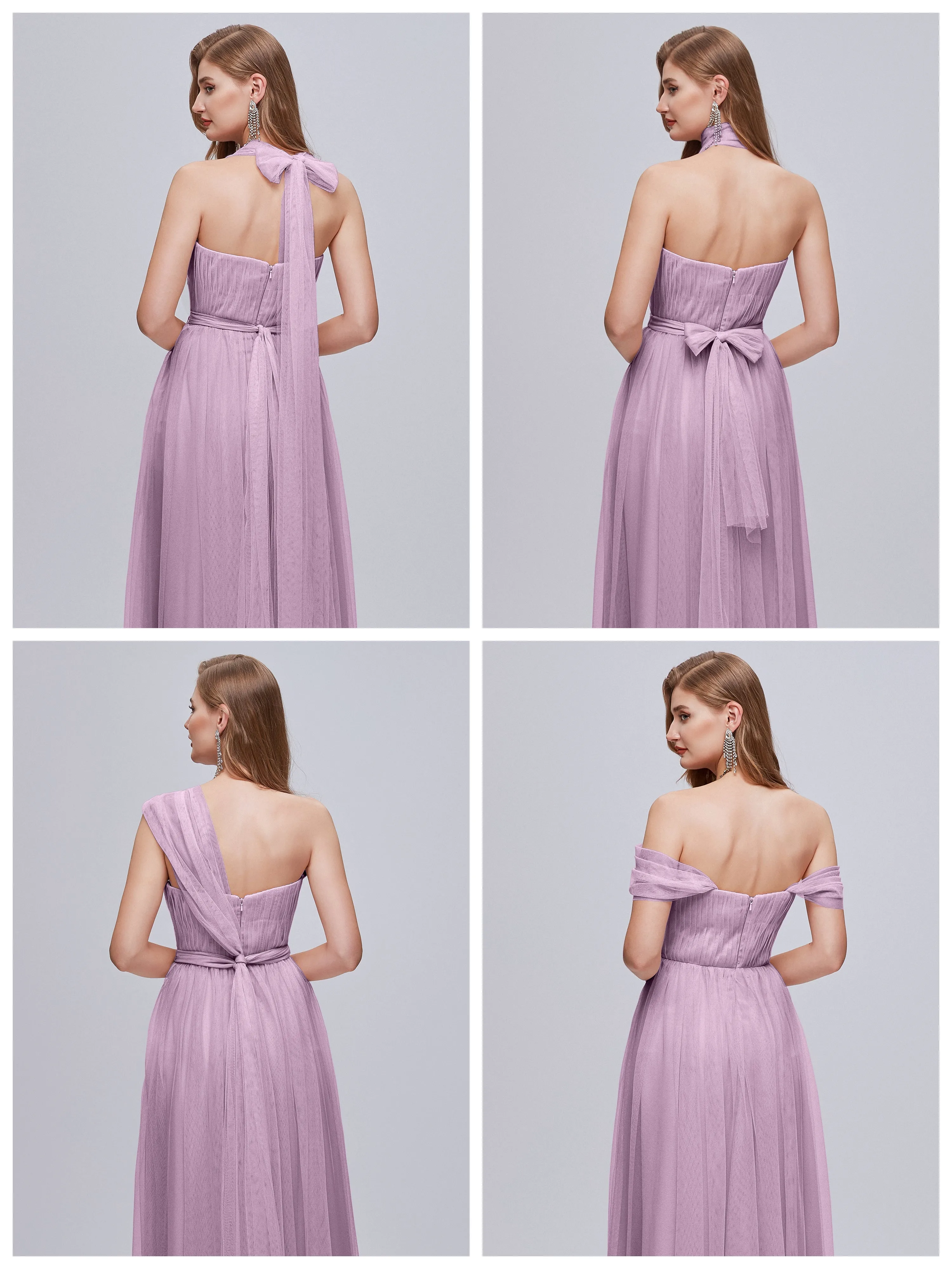 Ayla Split Convertible Chiffon Bridesmaid Dresses With Tulle