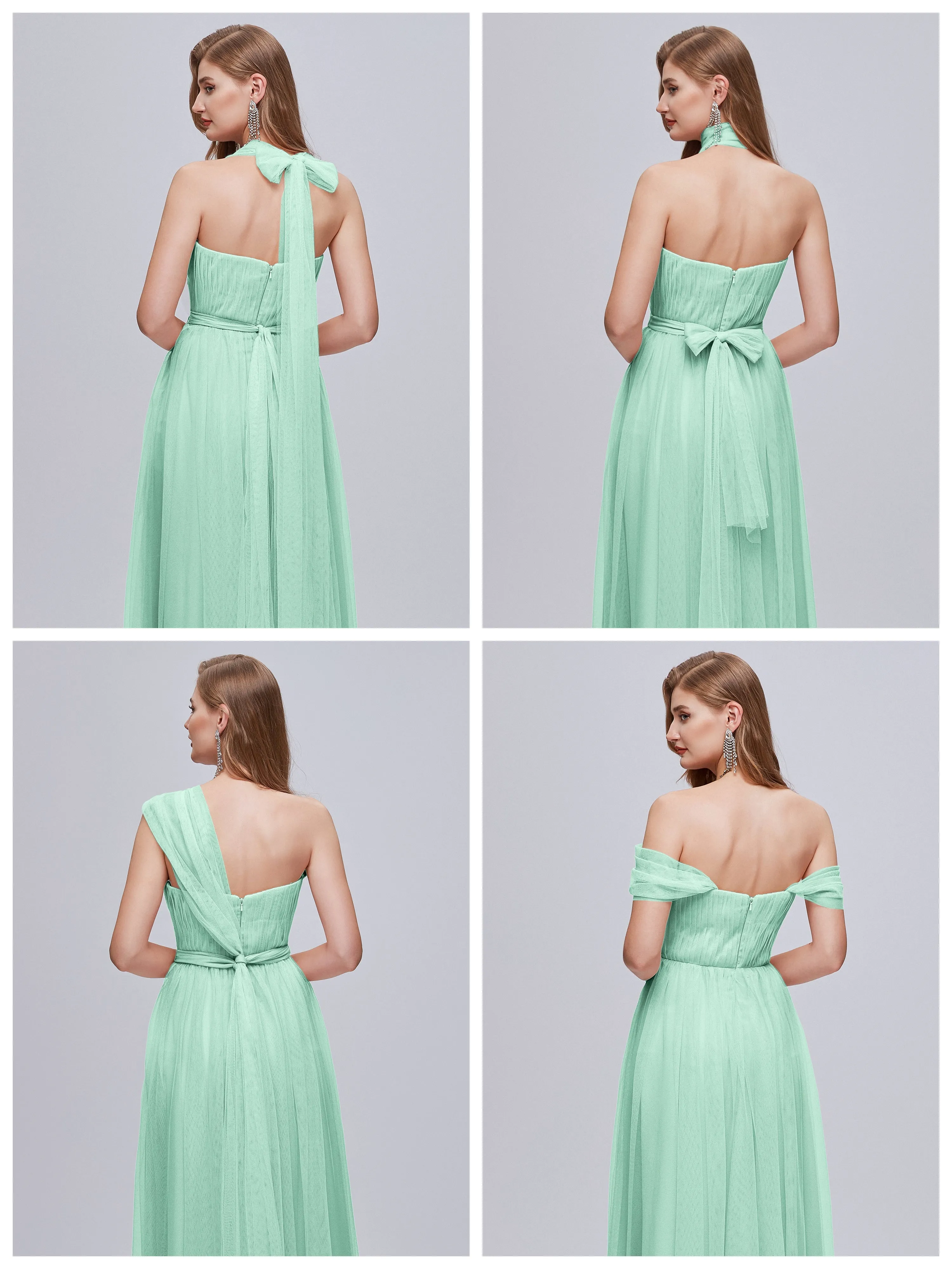 Ayla Split Convertible Chiffon Bridesmaid Dresses With Tulle