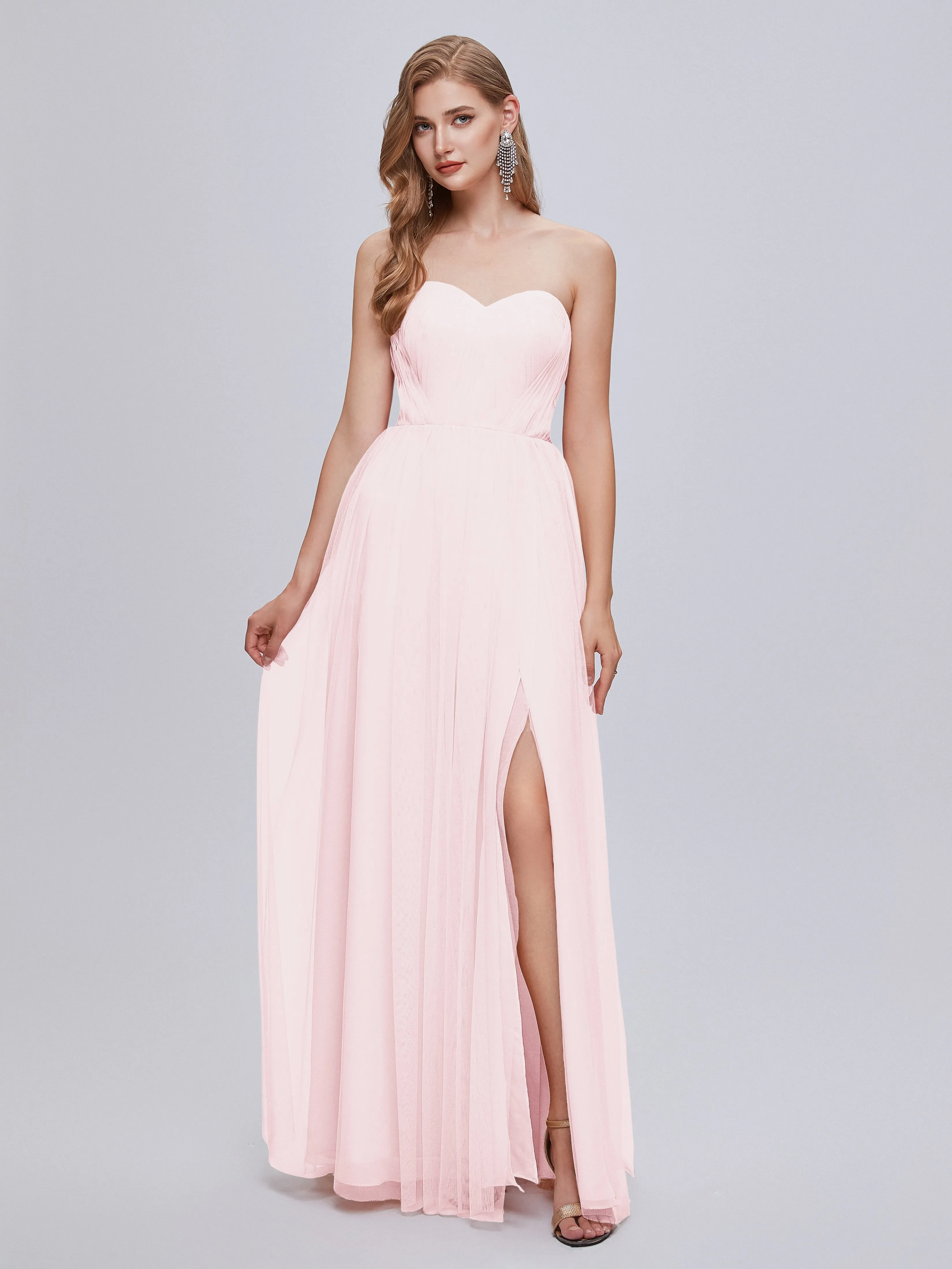 Ayla Split Convertible Chiffon Bridesmaid Dresses With Tulle