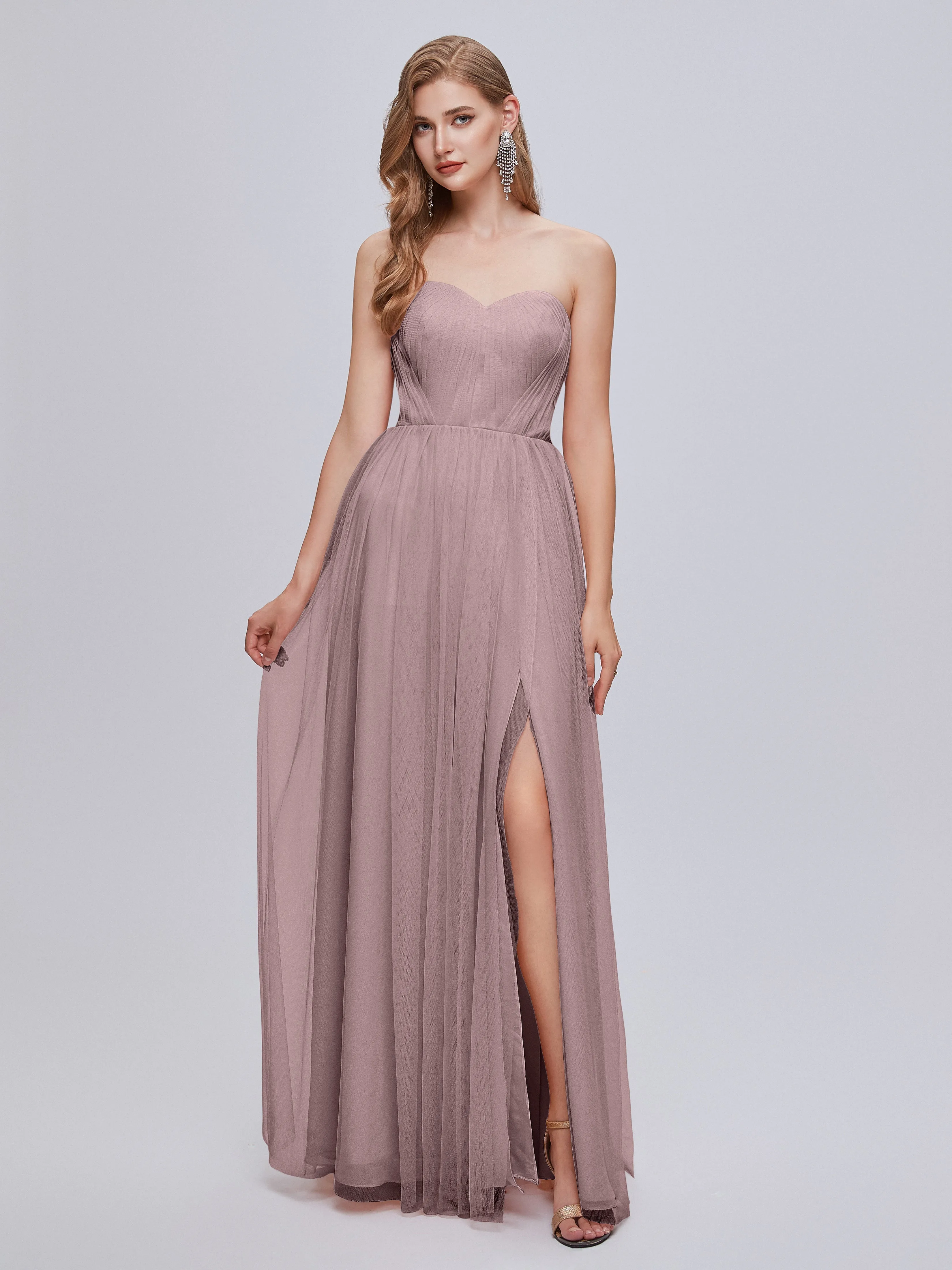 Ayla Split Convertible Chiffon Bridesmaid Dresses With Tulle