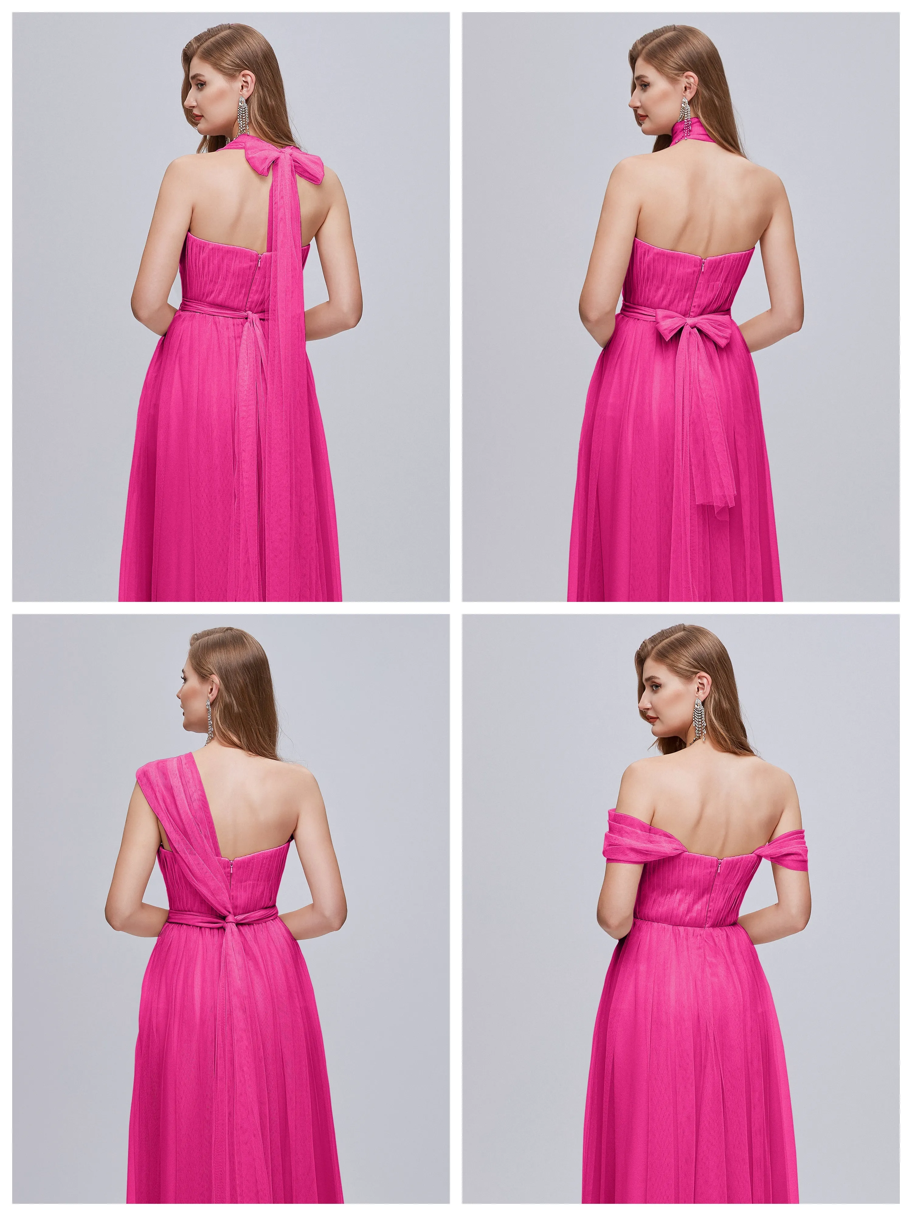 Ayla Split Convertible Chiffon Bridesmaid Dresses With Tulle