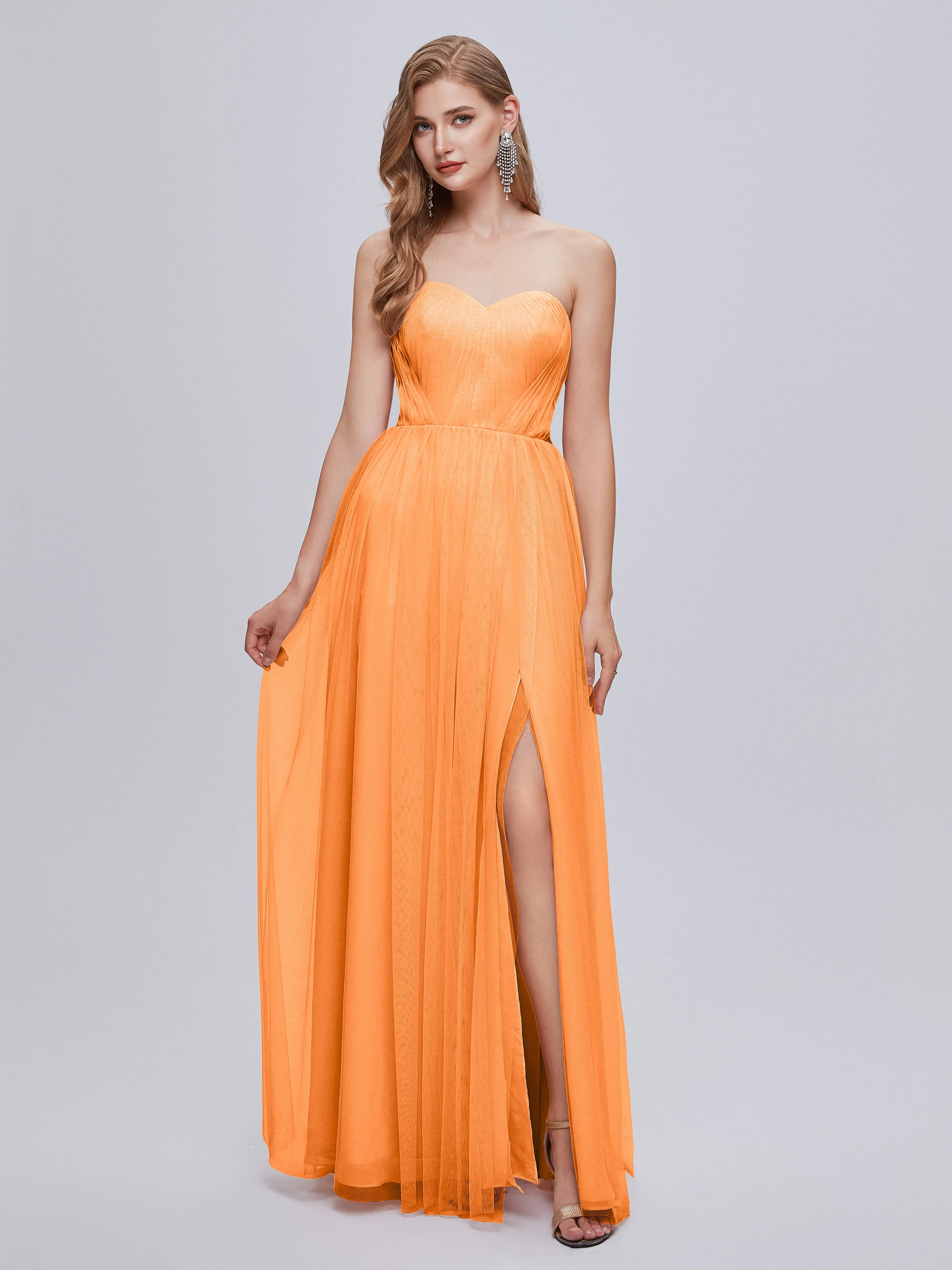 Ayla Split Convertible Chiffon Bridesmaid Dresses With Tulle