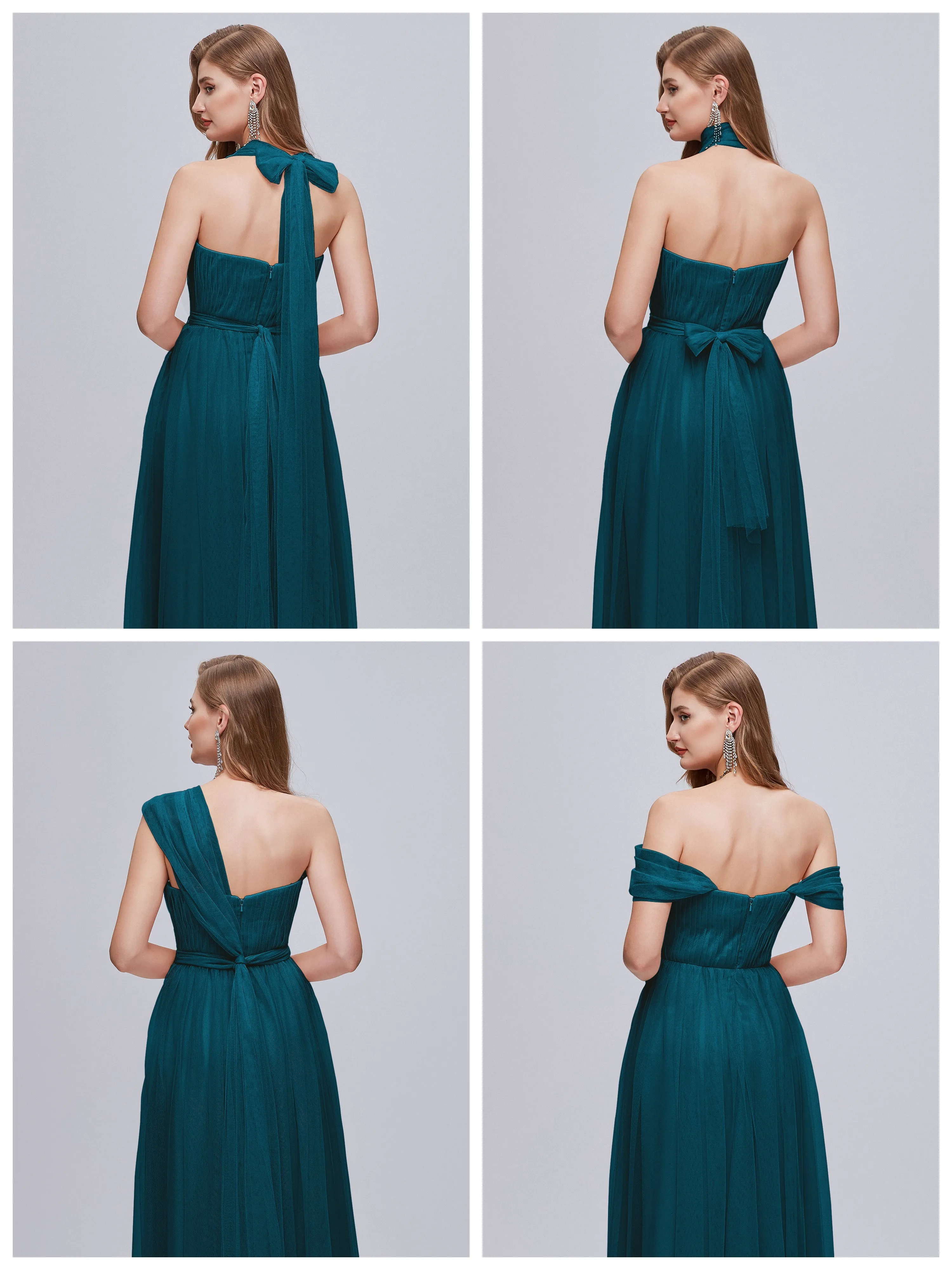 Ayla Split Convertible Chiffon Bridesmaid Dresses With Tulle