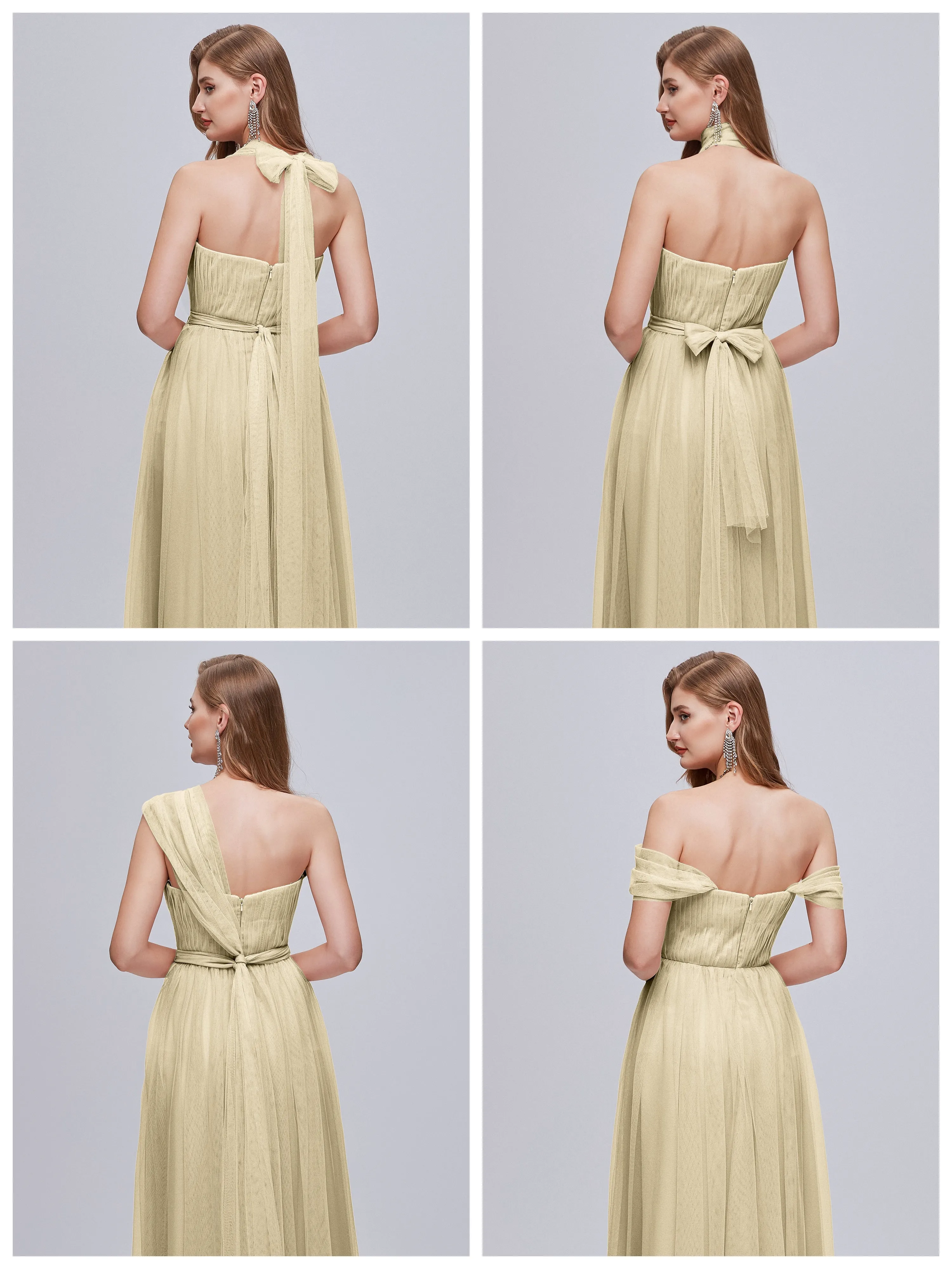 Ayla Split Convertible Chiffon Bridesmaid Dresses With Tulle