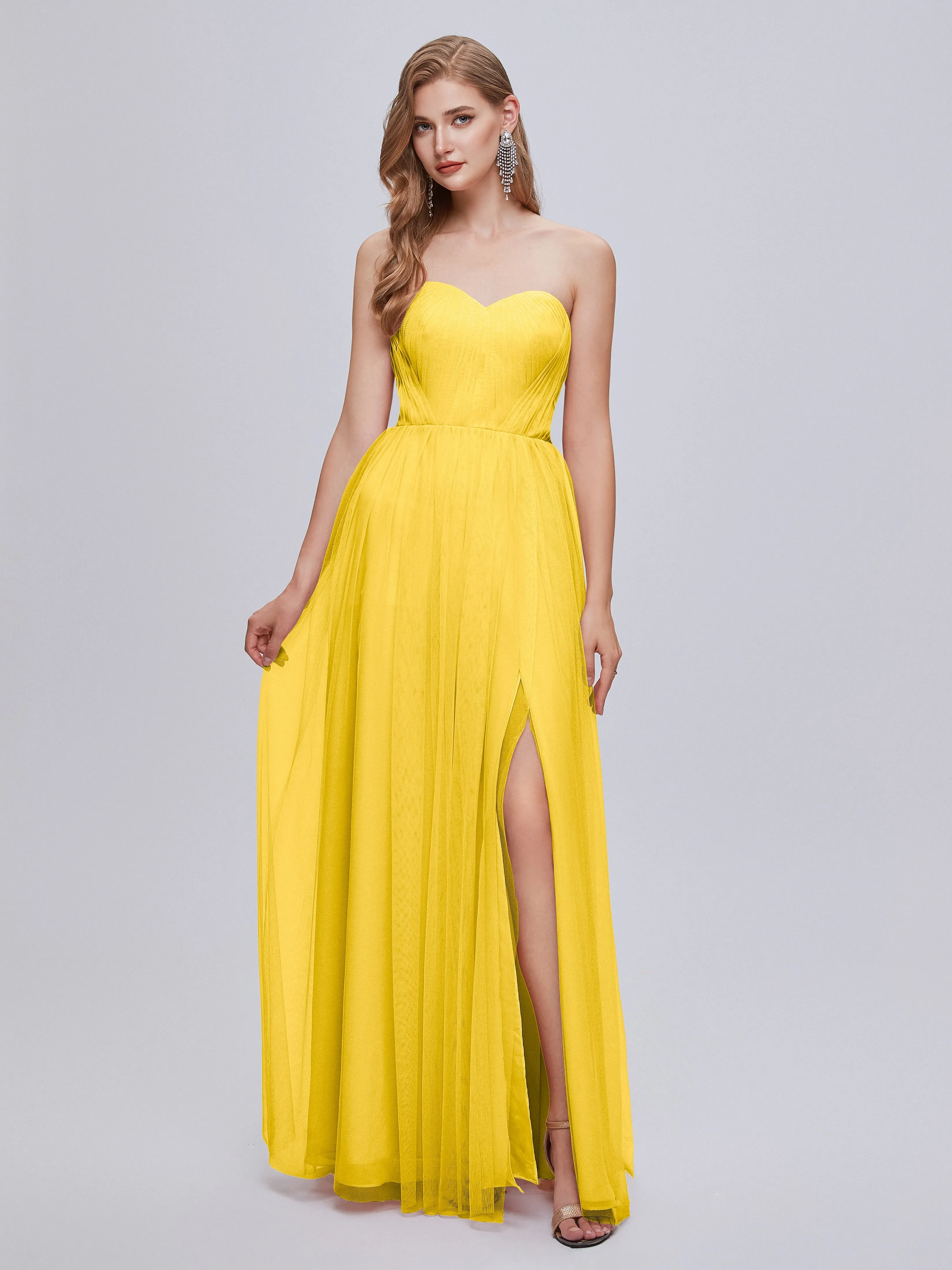 Ayla Split Convertible Chiffon Bridesmaid Dresses With Tulle