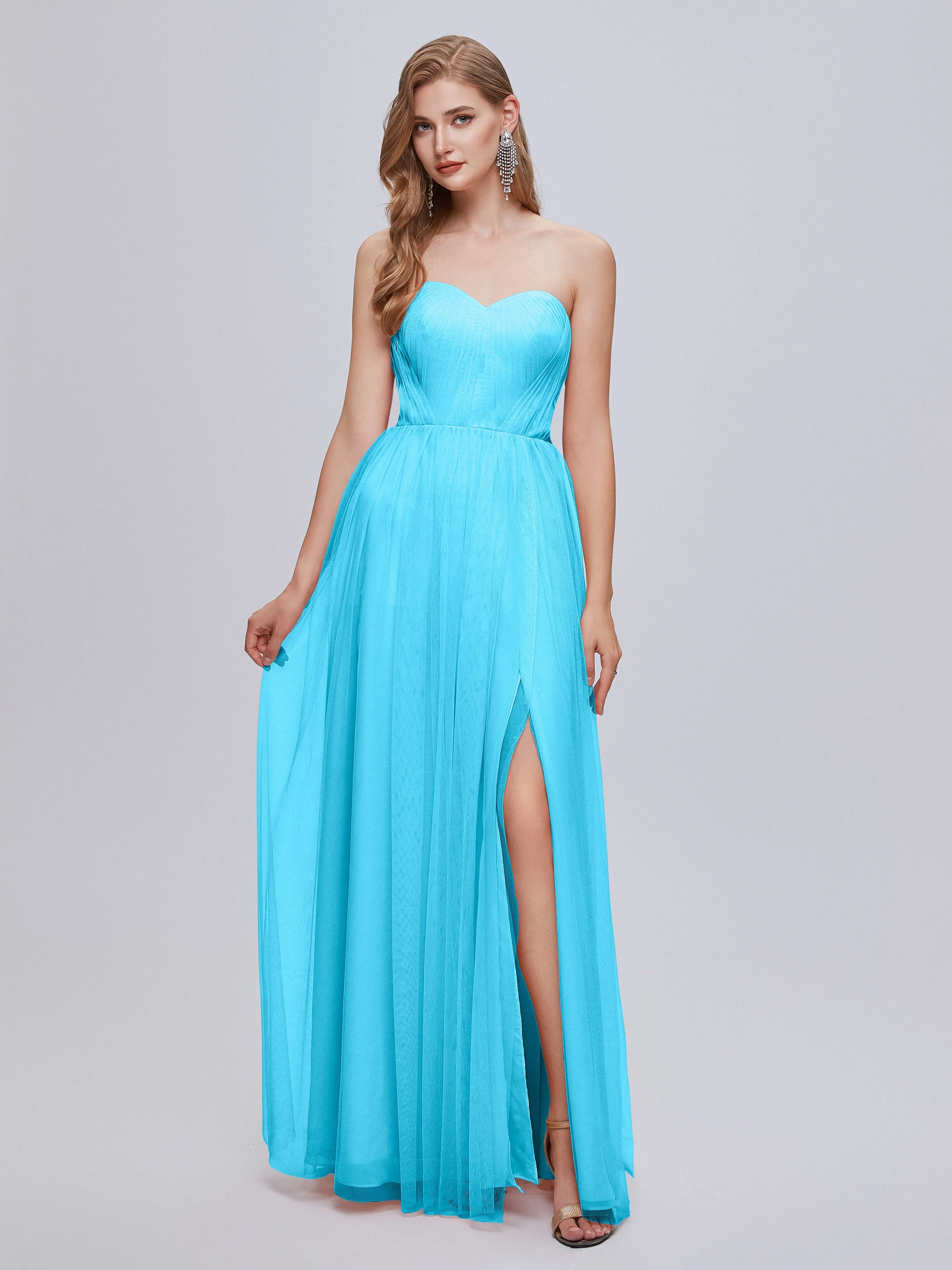 Ayla Split Convertible Chiffon Bridesmaid Dresses With Tulle