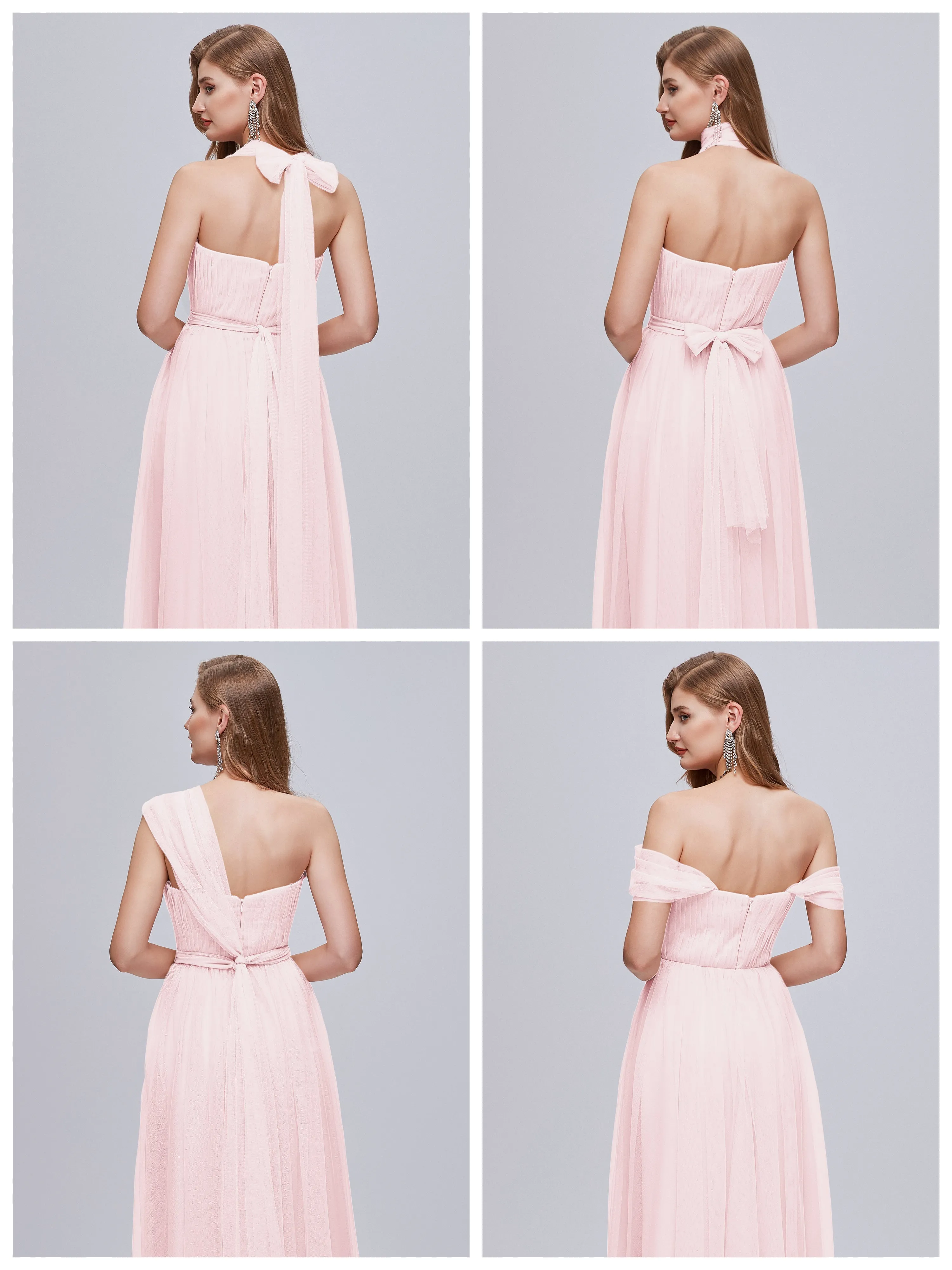 Ayla Split Convertible Chiffon Bridesmaid Dresses With Tulle