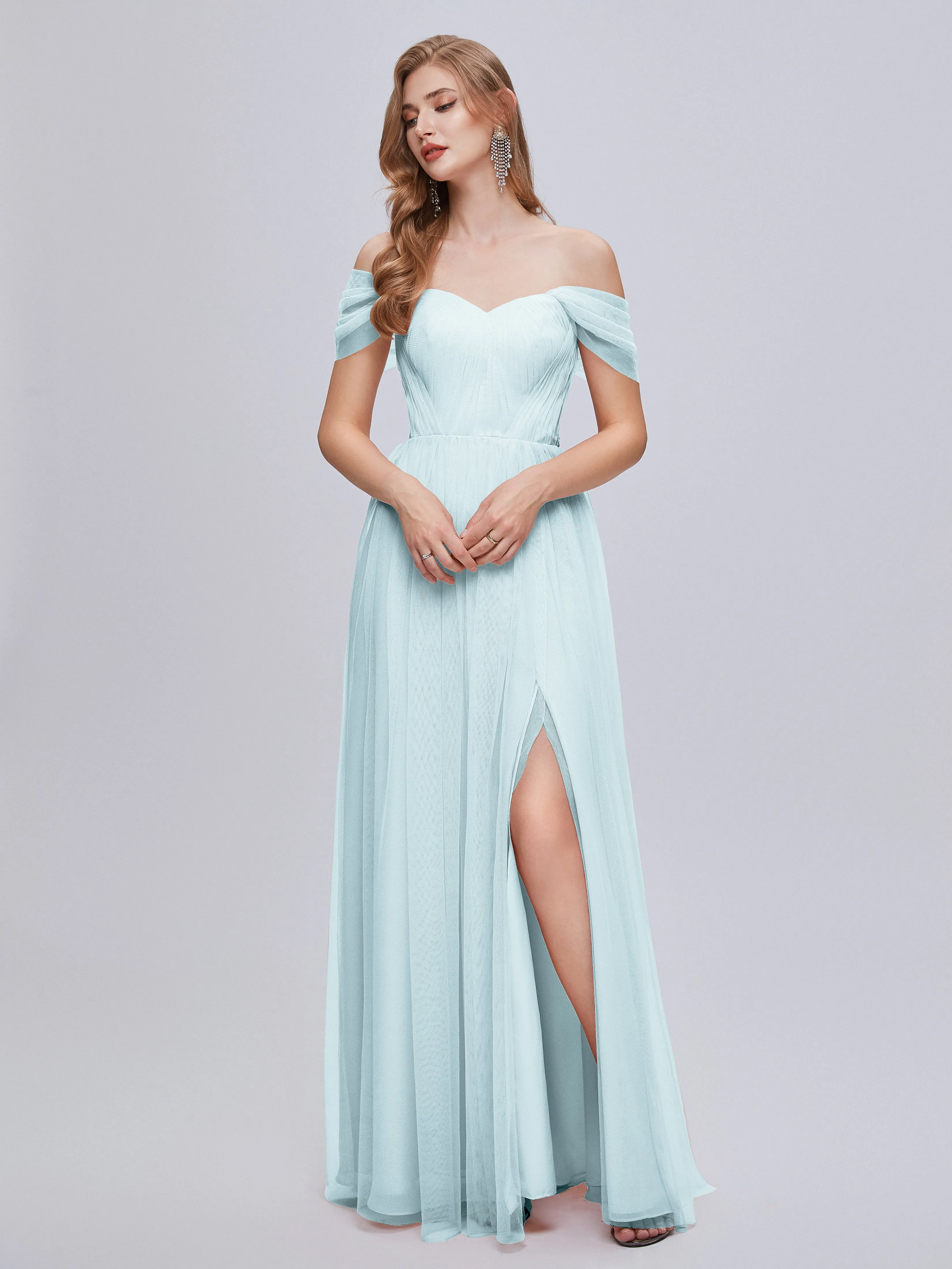 Ayla Split Convertible Chiffon Bridesmaid Dresses With Tulle
