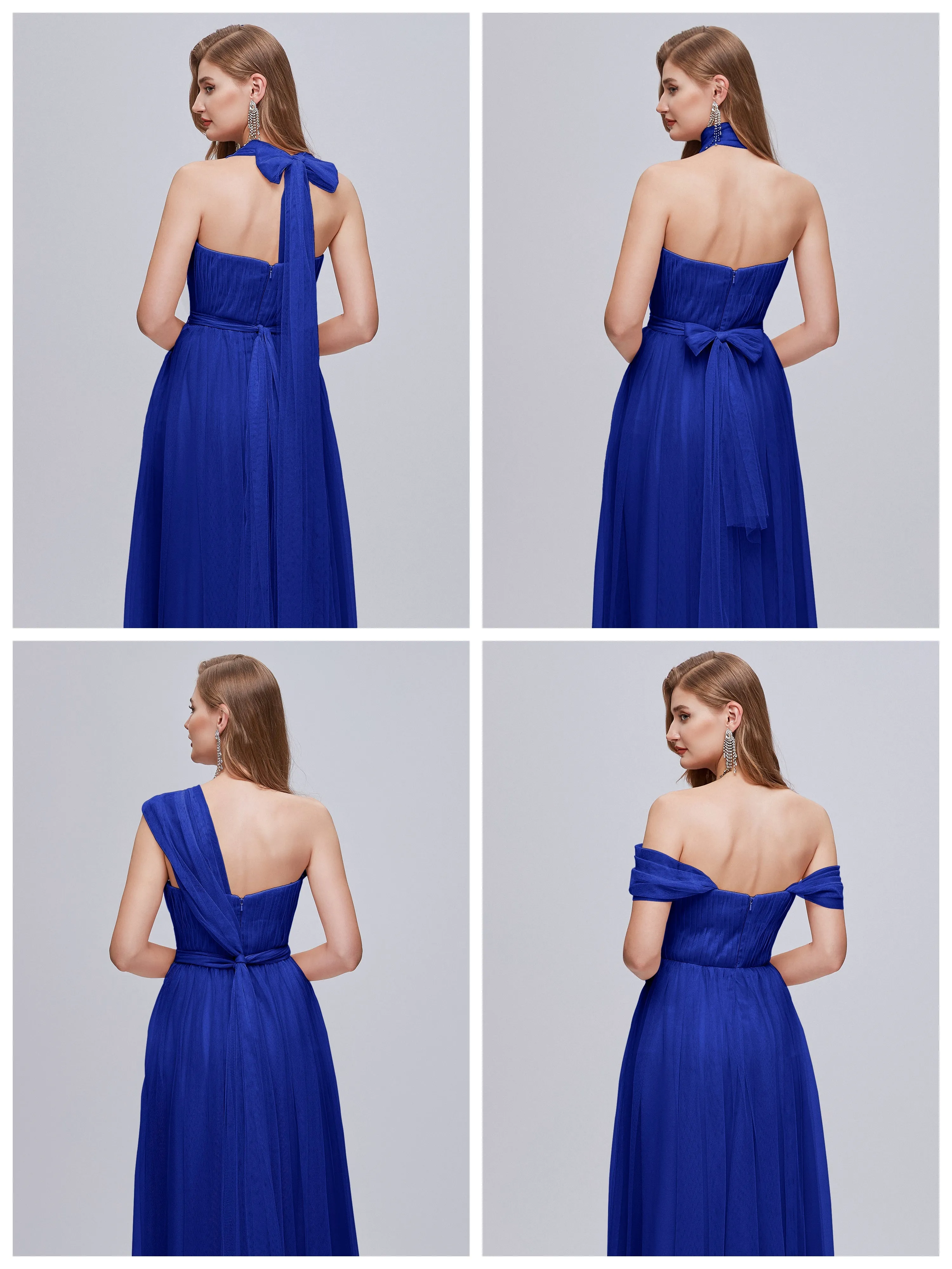 Ayla Split Convertible Chiffon Bridesmaid Dresses With Tulle