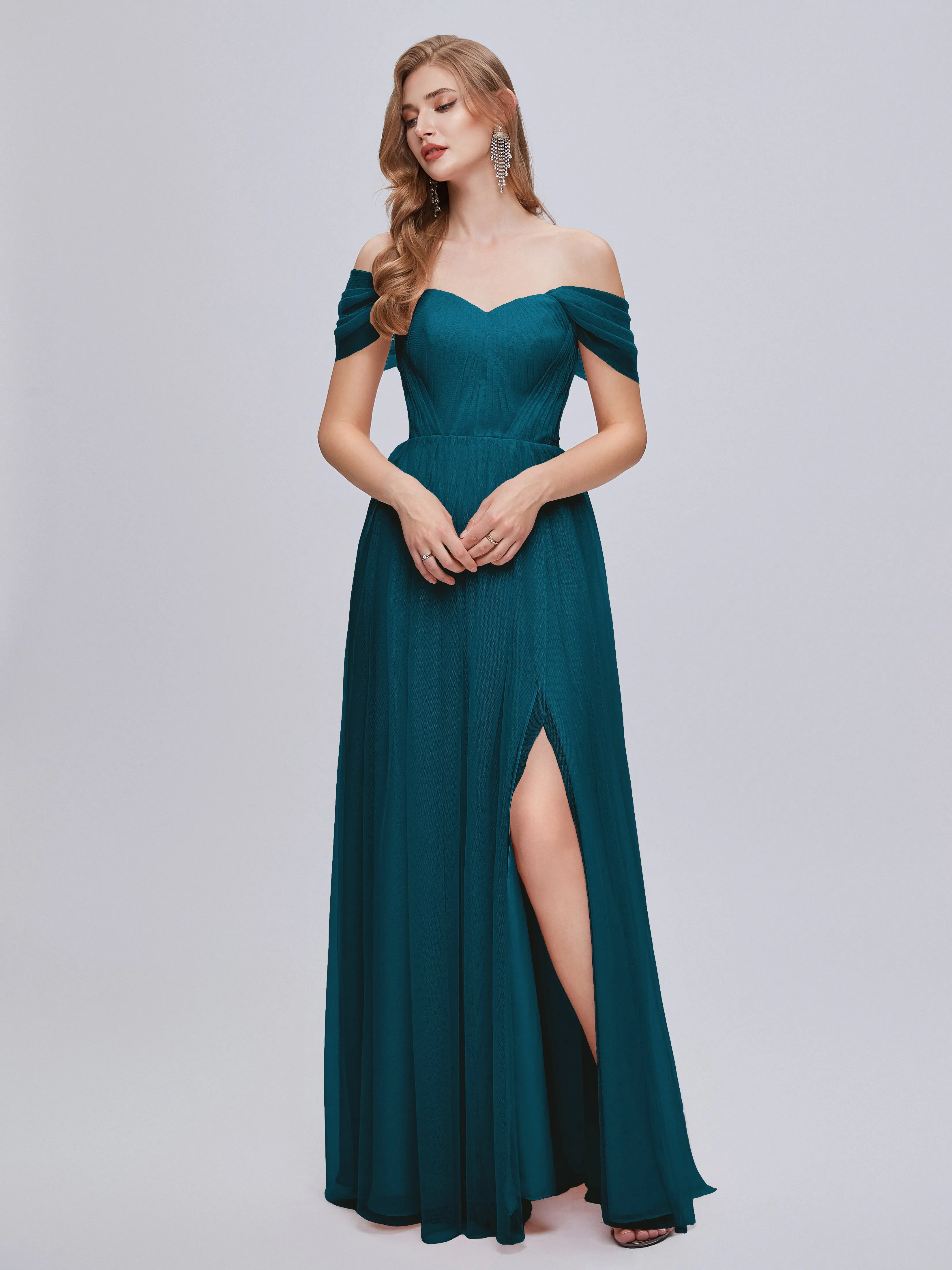 Ayla Split Convertible Chiffon Bridesmaid Dresses With Tulle