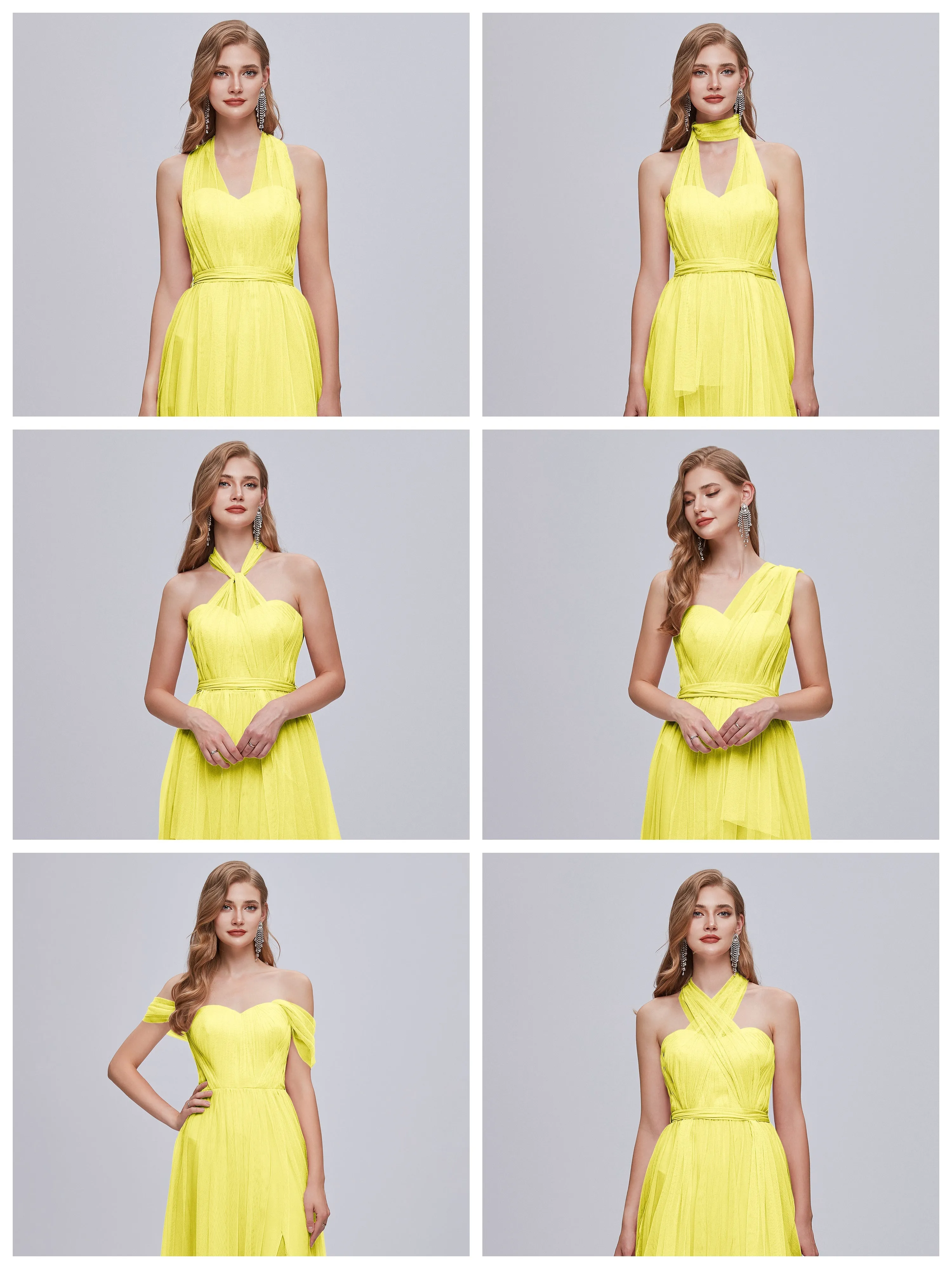 Ayla Split Convertible Chiffon Bridesmaid Dresses With Tulle