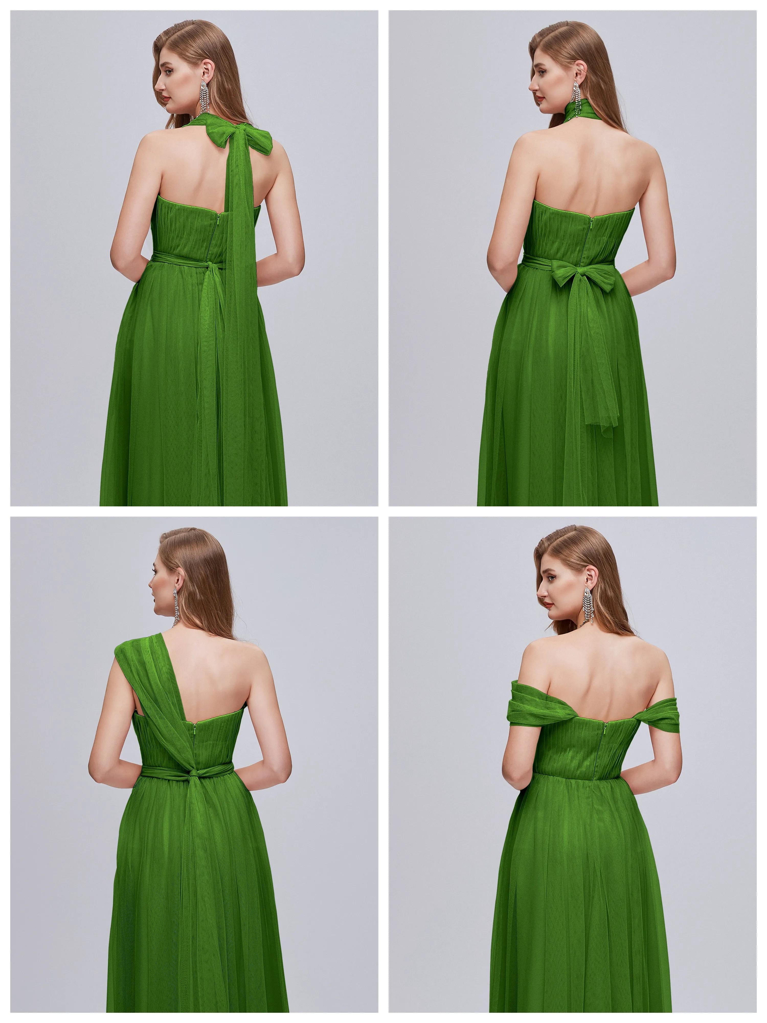 Ayla Split Convertible Chiffon Bridesmaid Dresses With Tulle