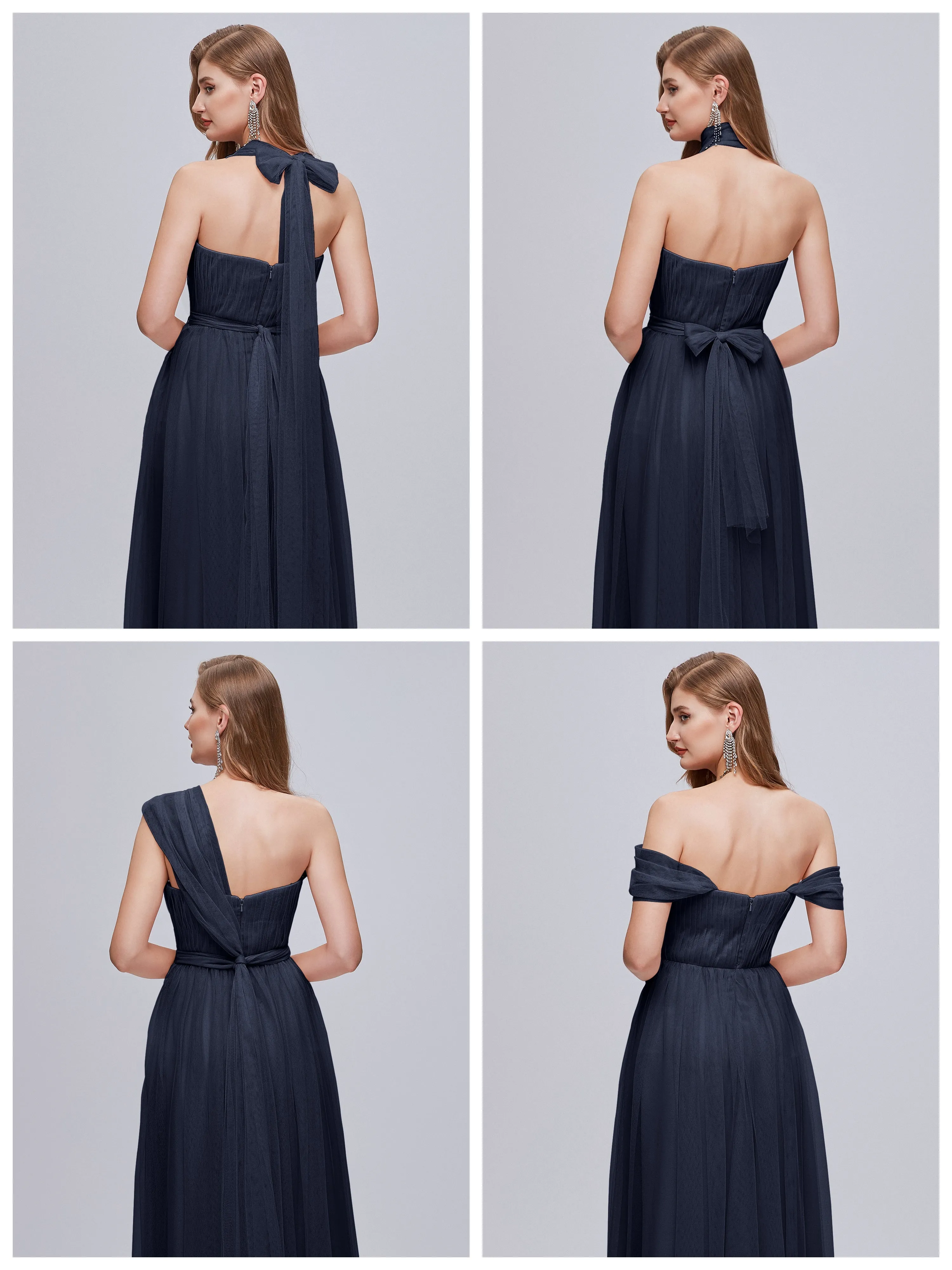 Ayla Split Convertible Chiffon Bridesmaid Dresses With Tulle