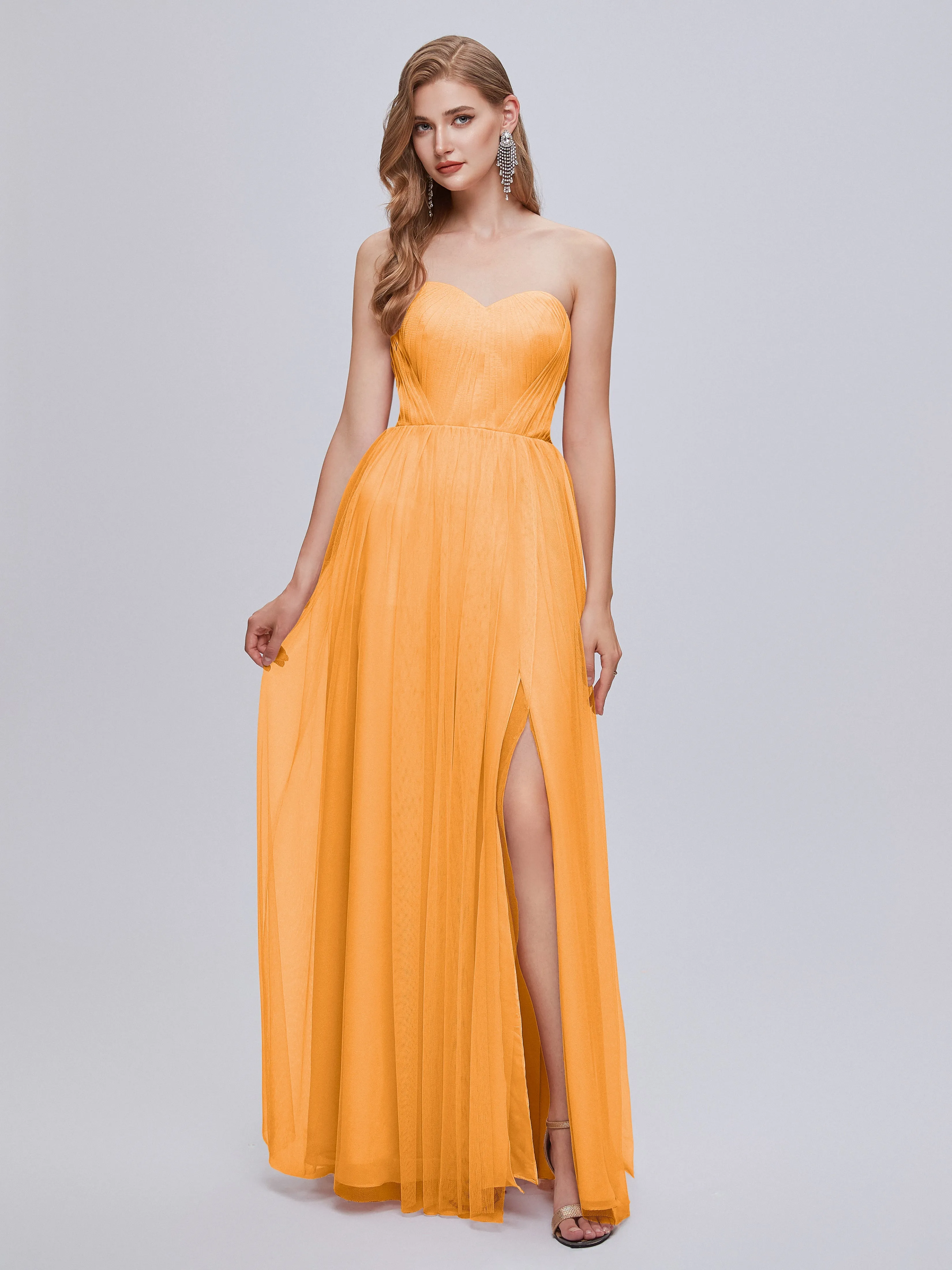 Ayla Split Convertible Chiffon Bridesmaid Dresses With Tulle