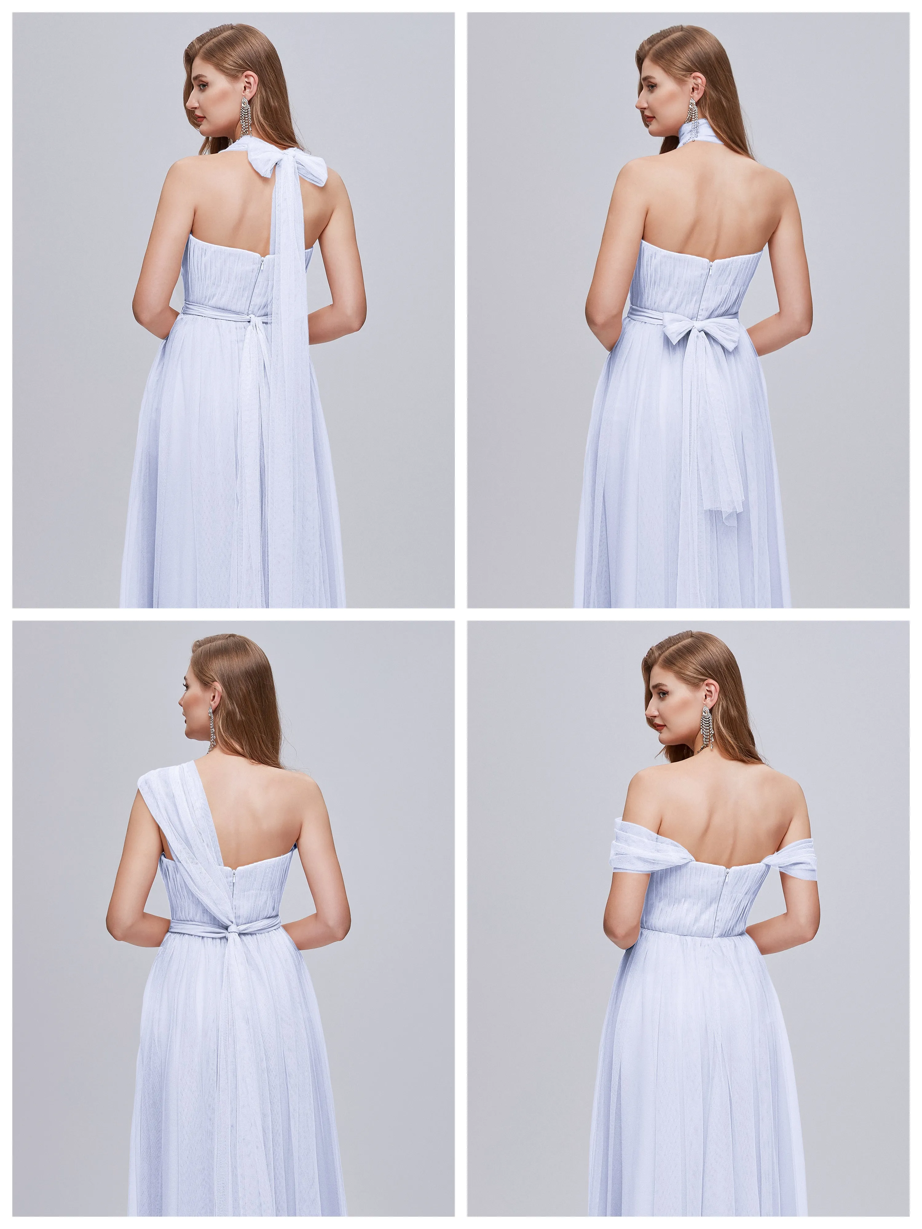 Ayla Split Convertible Chiffon Bridesmaid Dresses With Tulle