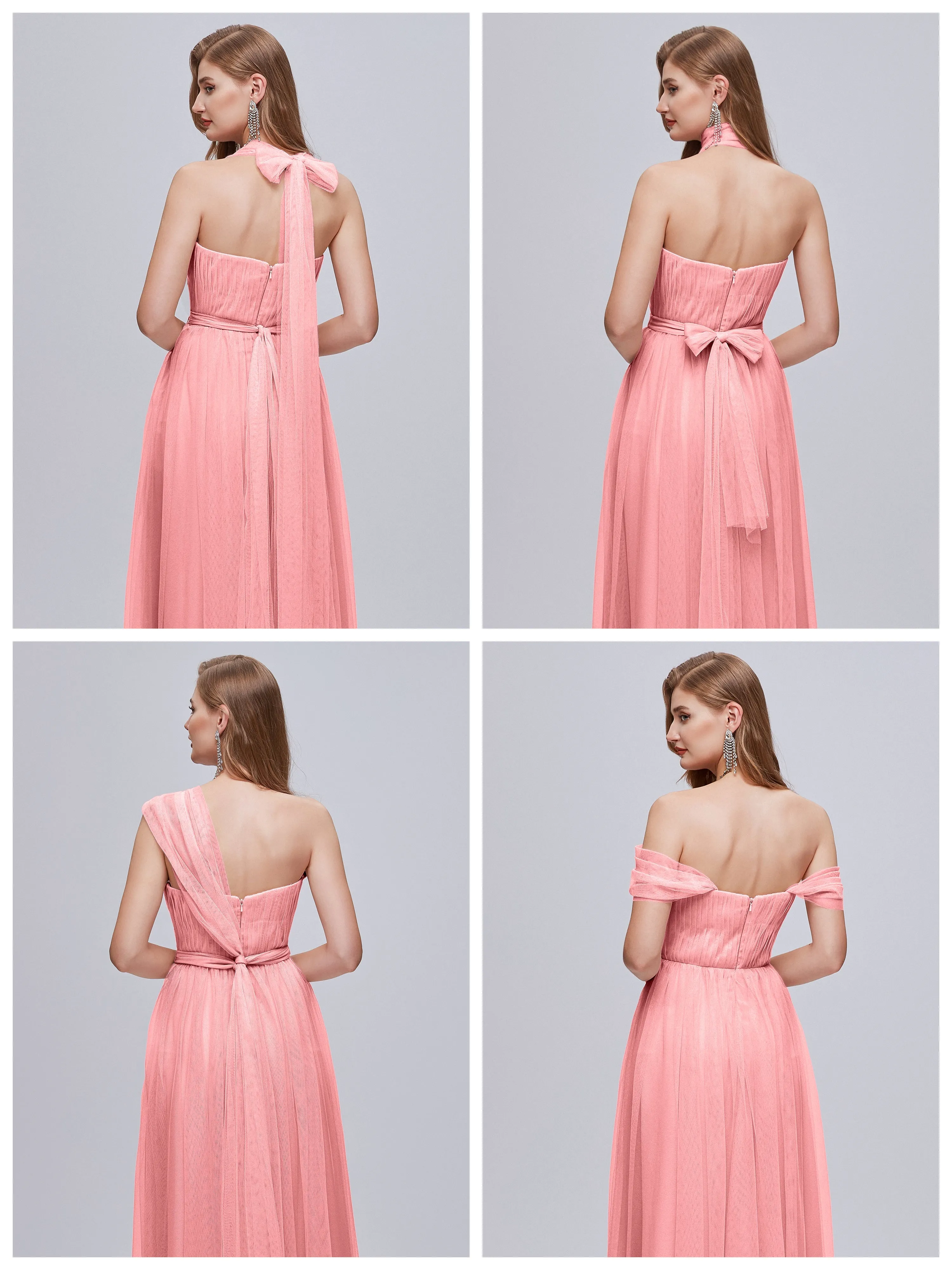 Ayla Split Convertible Chiffon Bridesmaid Dresses With Tulle
