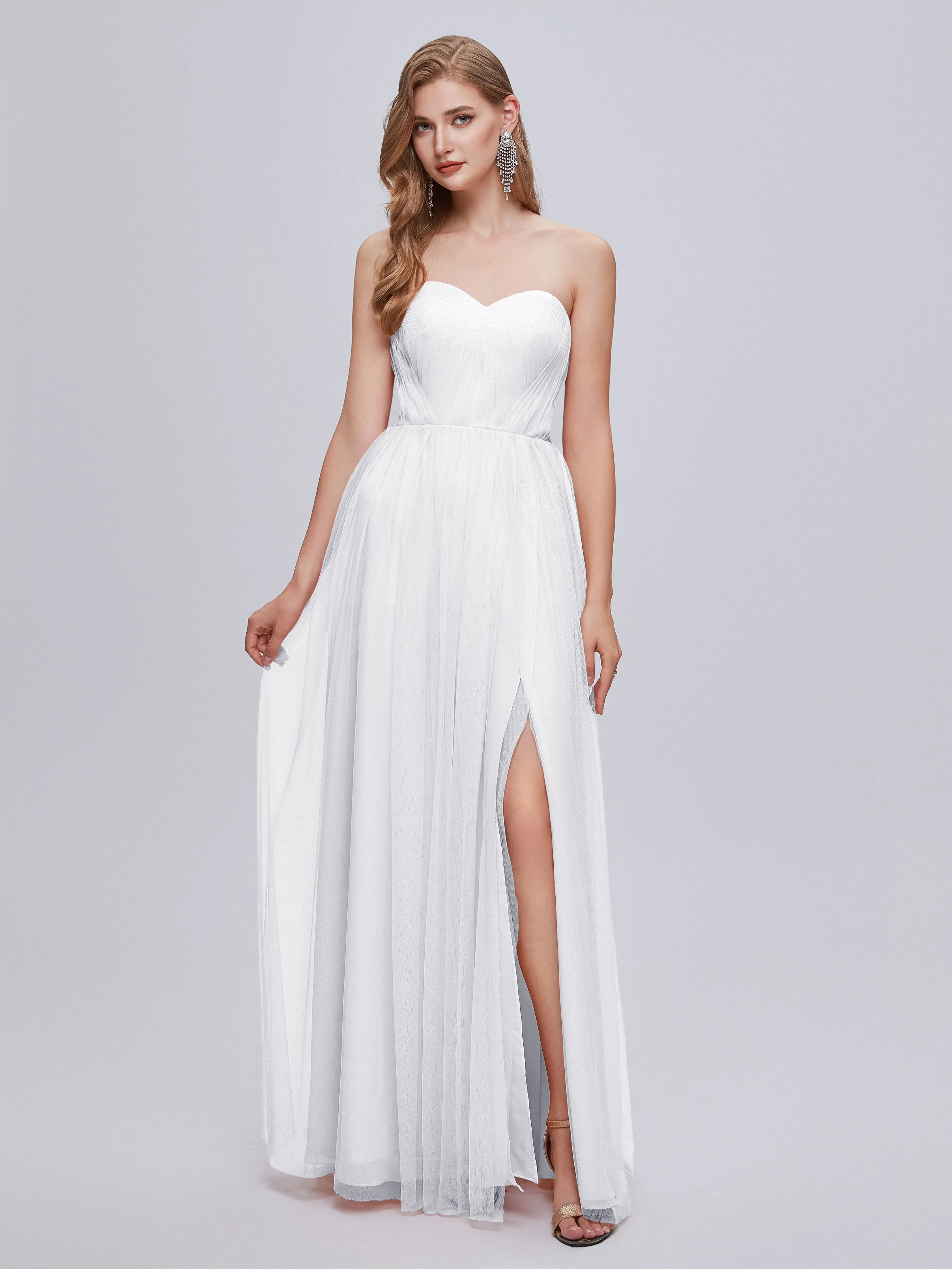 Ayla Split Convertible Chiffon Bridesmaid Dresses With Tulle