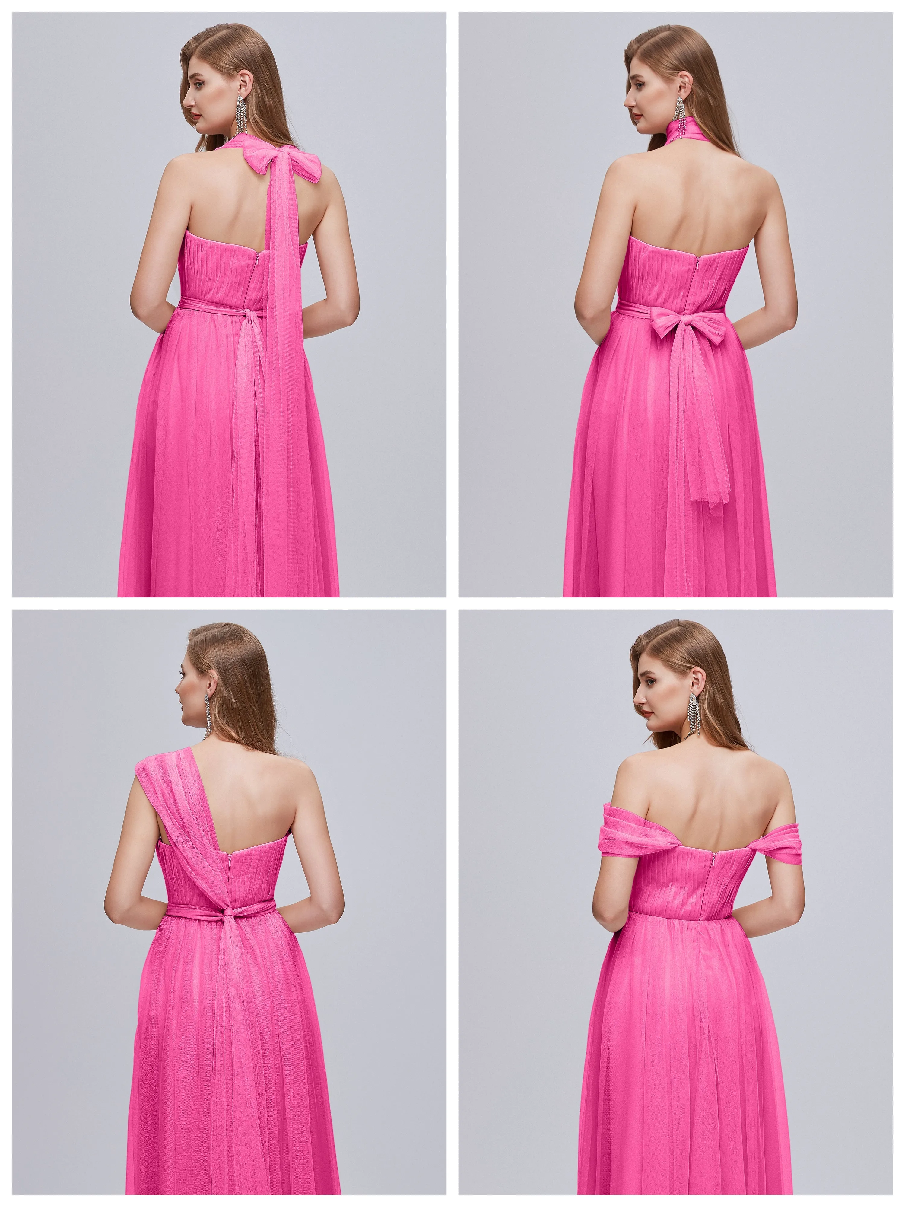 Ayla Split Convertible Chiffon Bridesmaid Dresses With Tulle