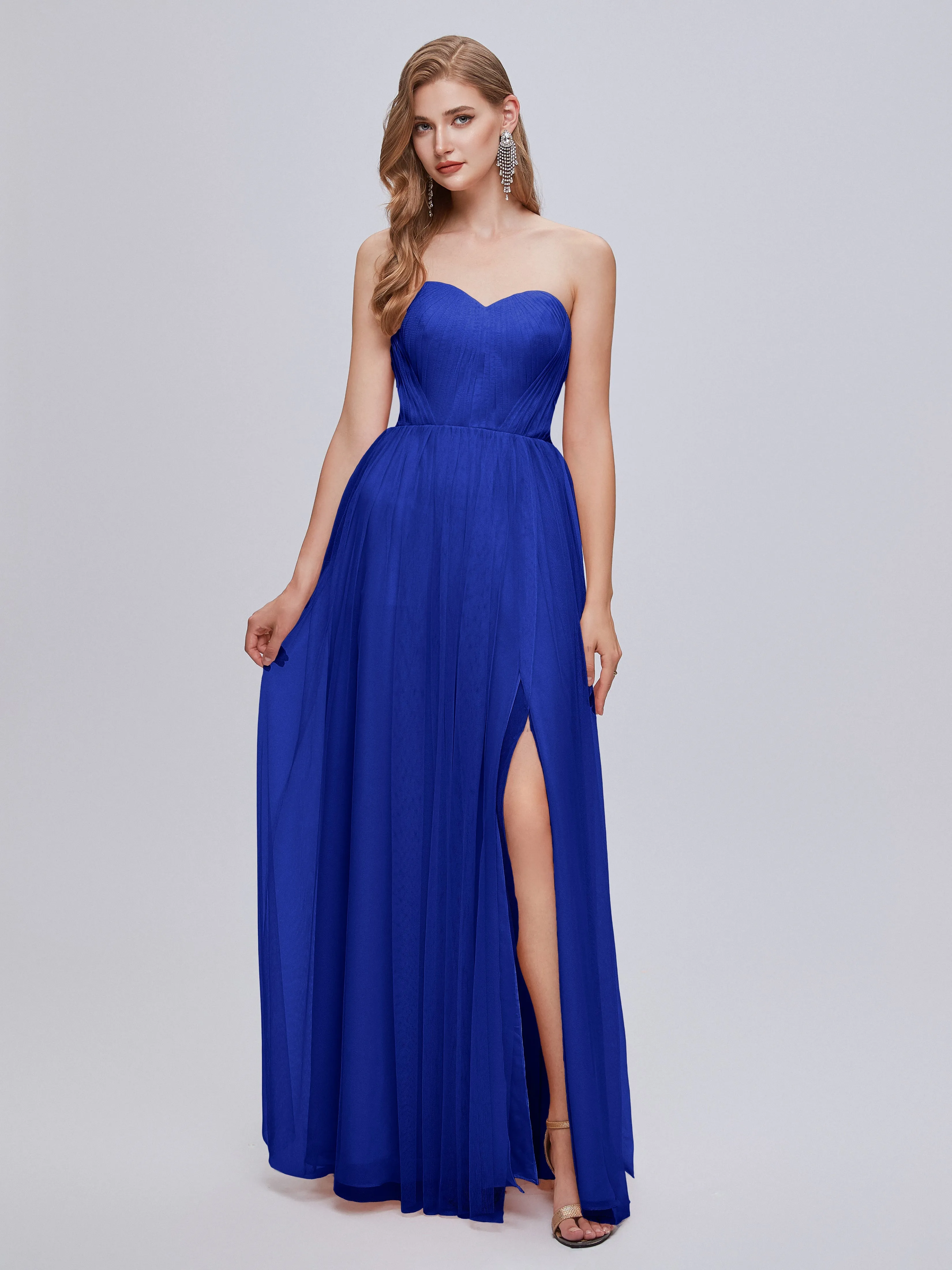 Ayla Split Convertible Chiffon Bridesmaid Dresses With Tulle