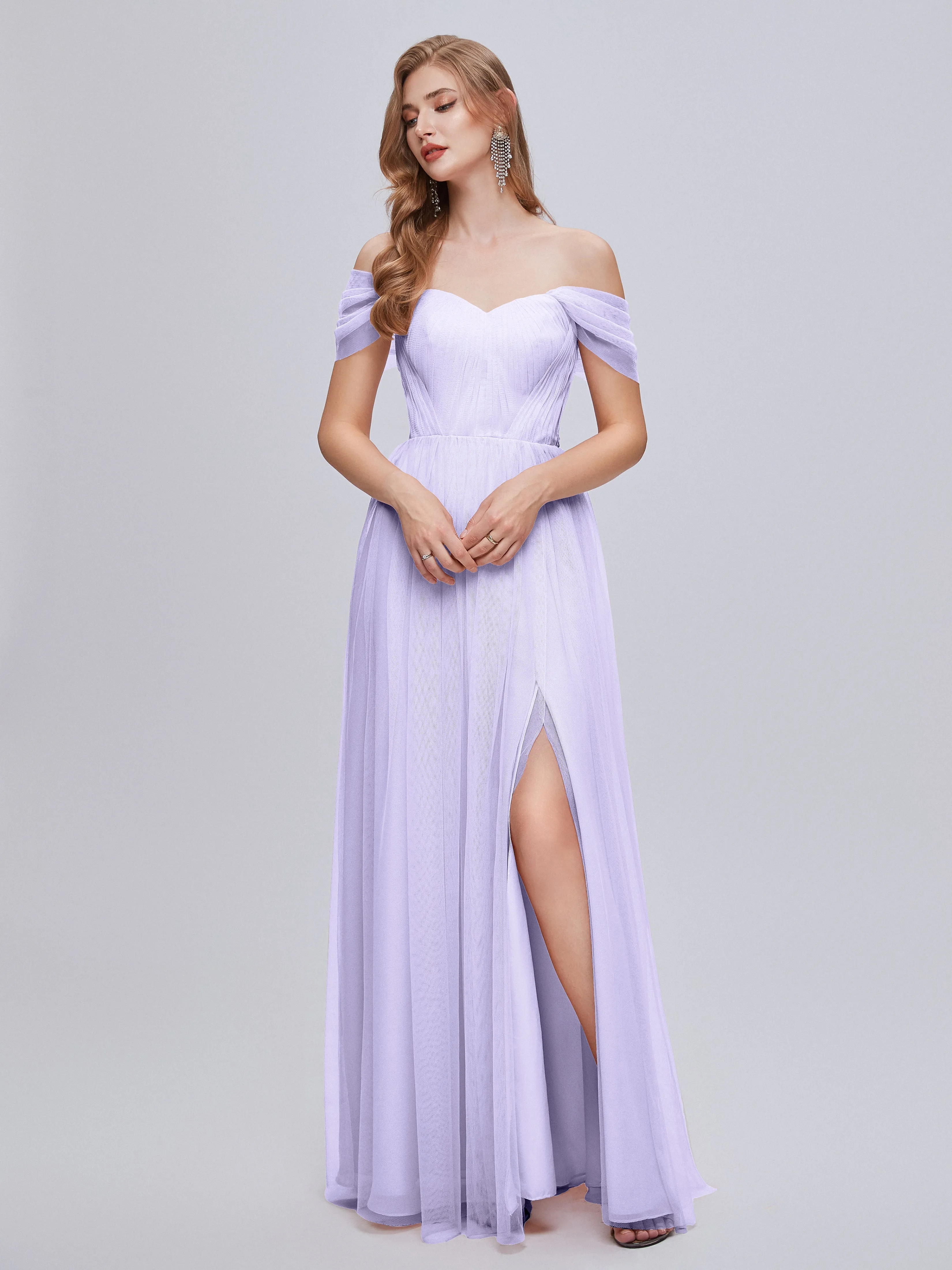 Ayla Split Convertible Chiffon Bridesmaid Dresses With Tulle