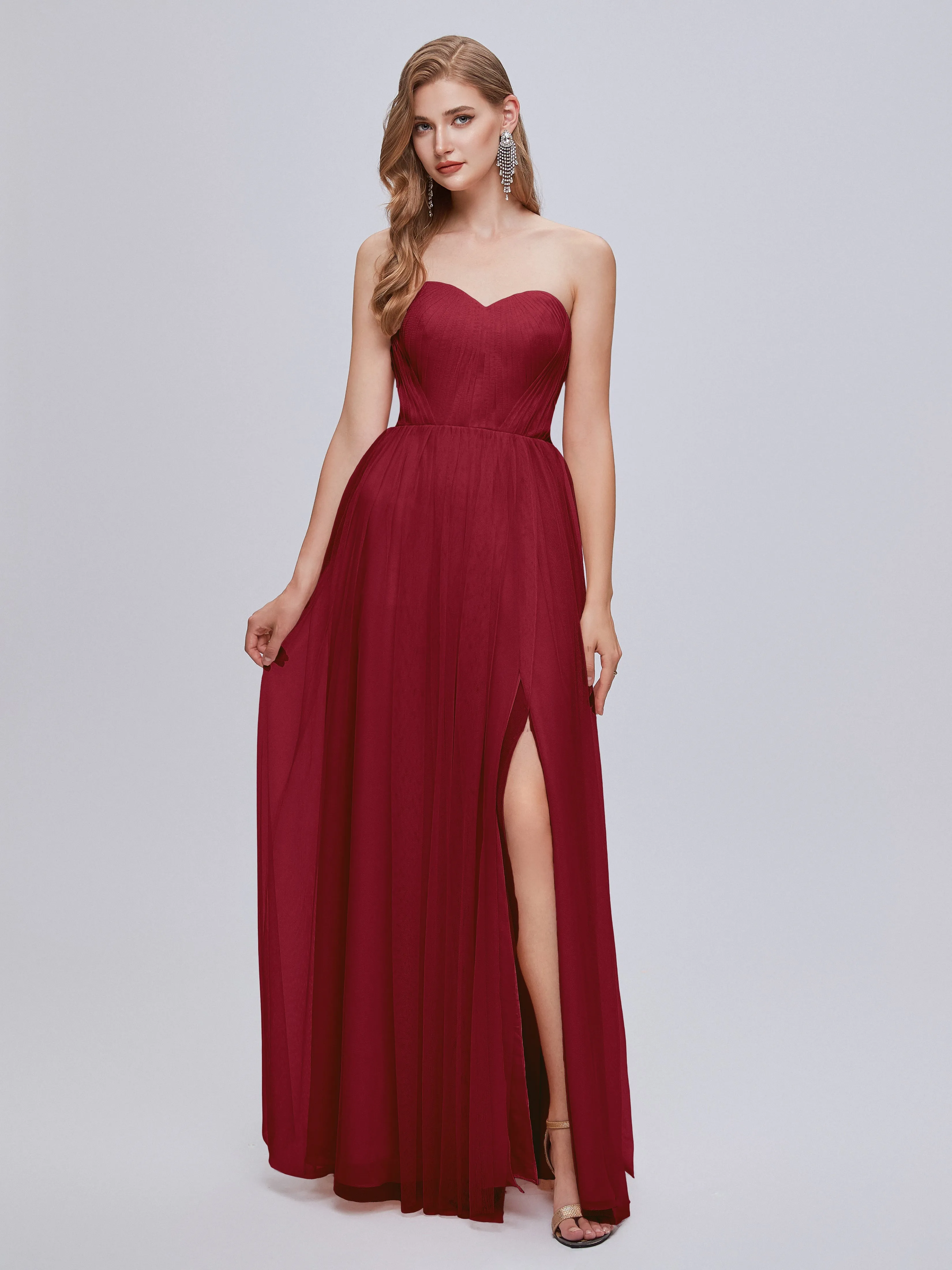Ayla Split Convertible Chiffon Bridesmaid Dresses With Tulle