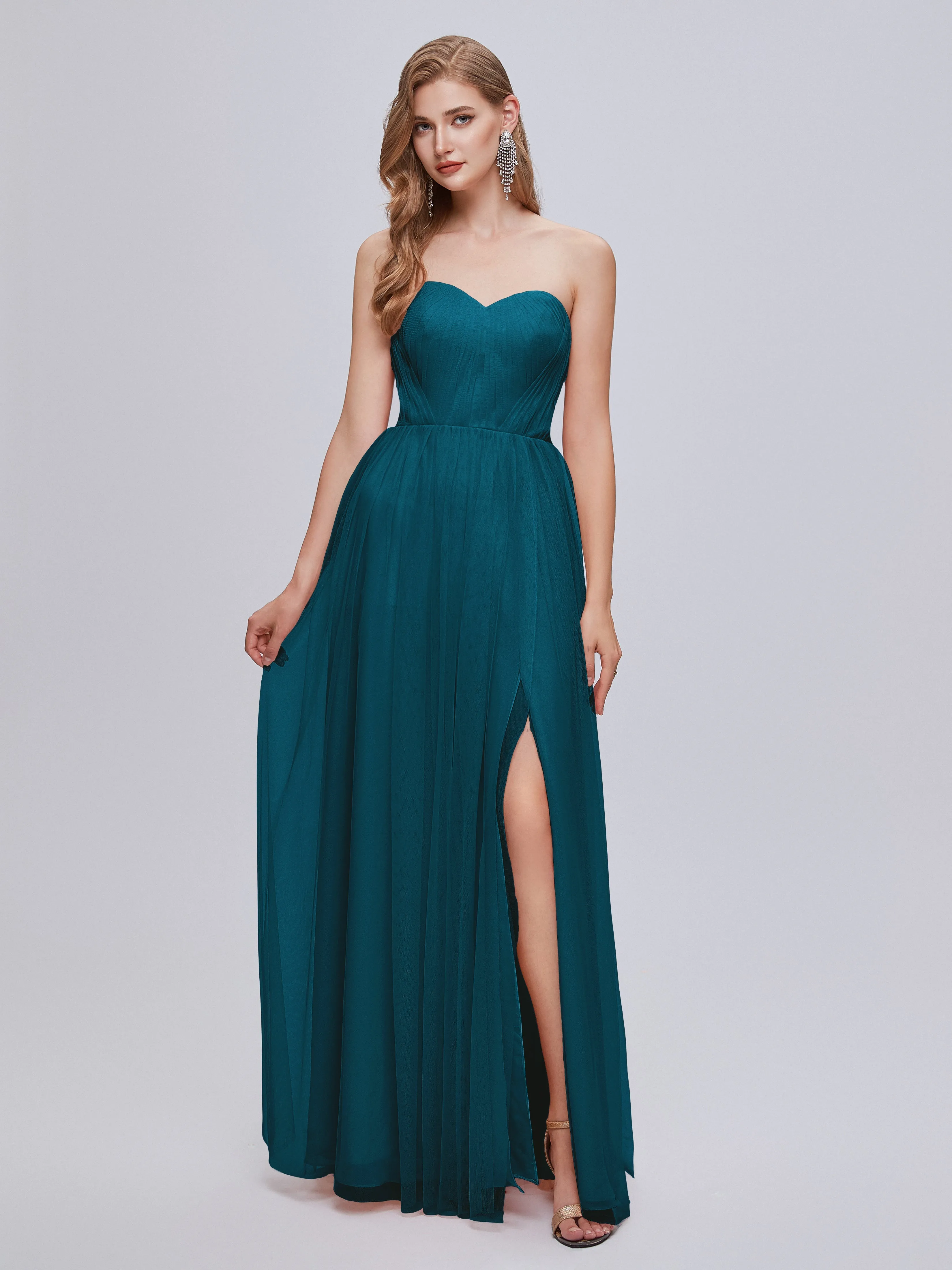 Ayla Split Convertible Chiffon Bridesmaid Dresses With Tulle