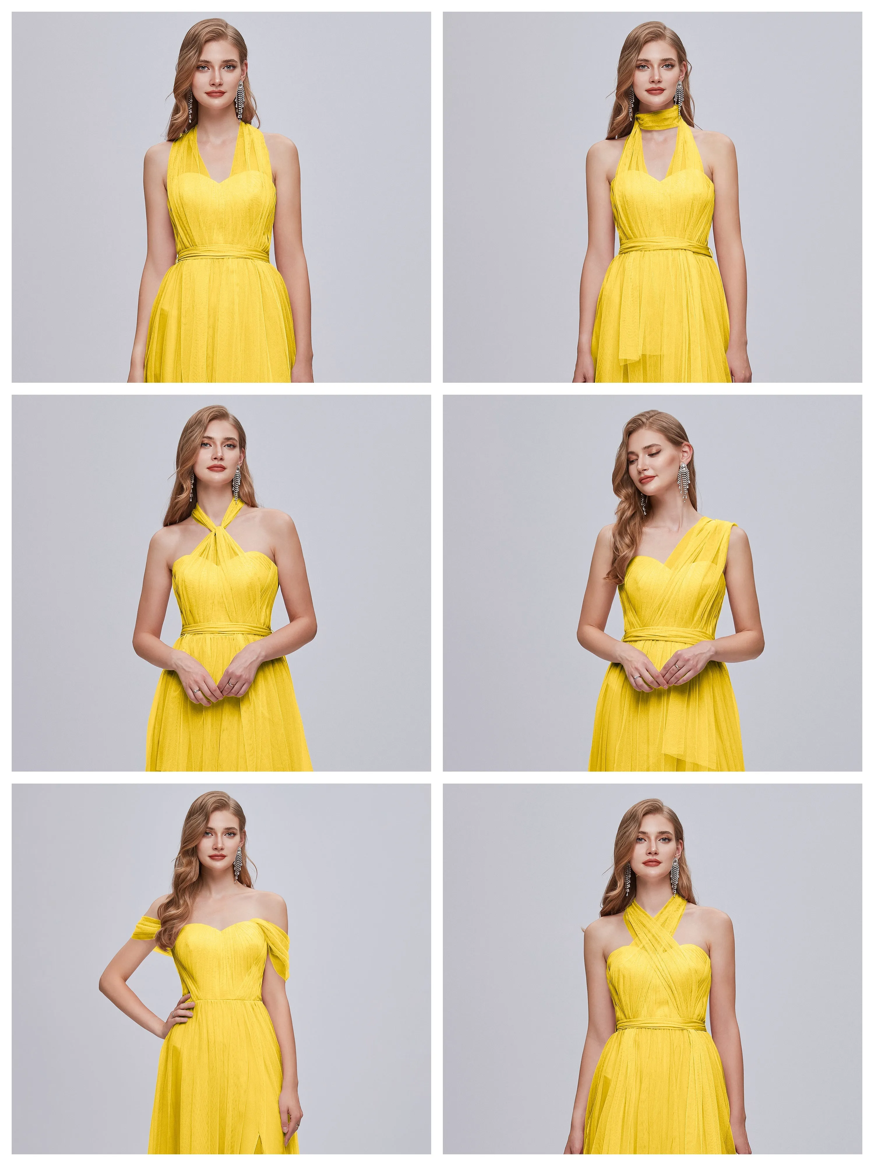 Ayla Split Convertible Chiffon Bridesmaid Dresses With Tulle