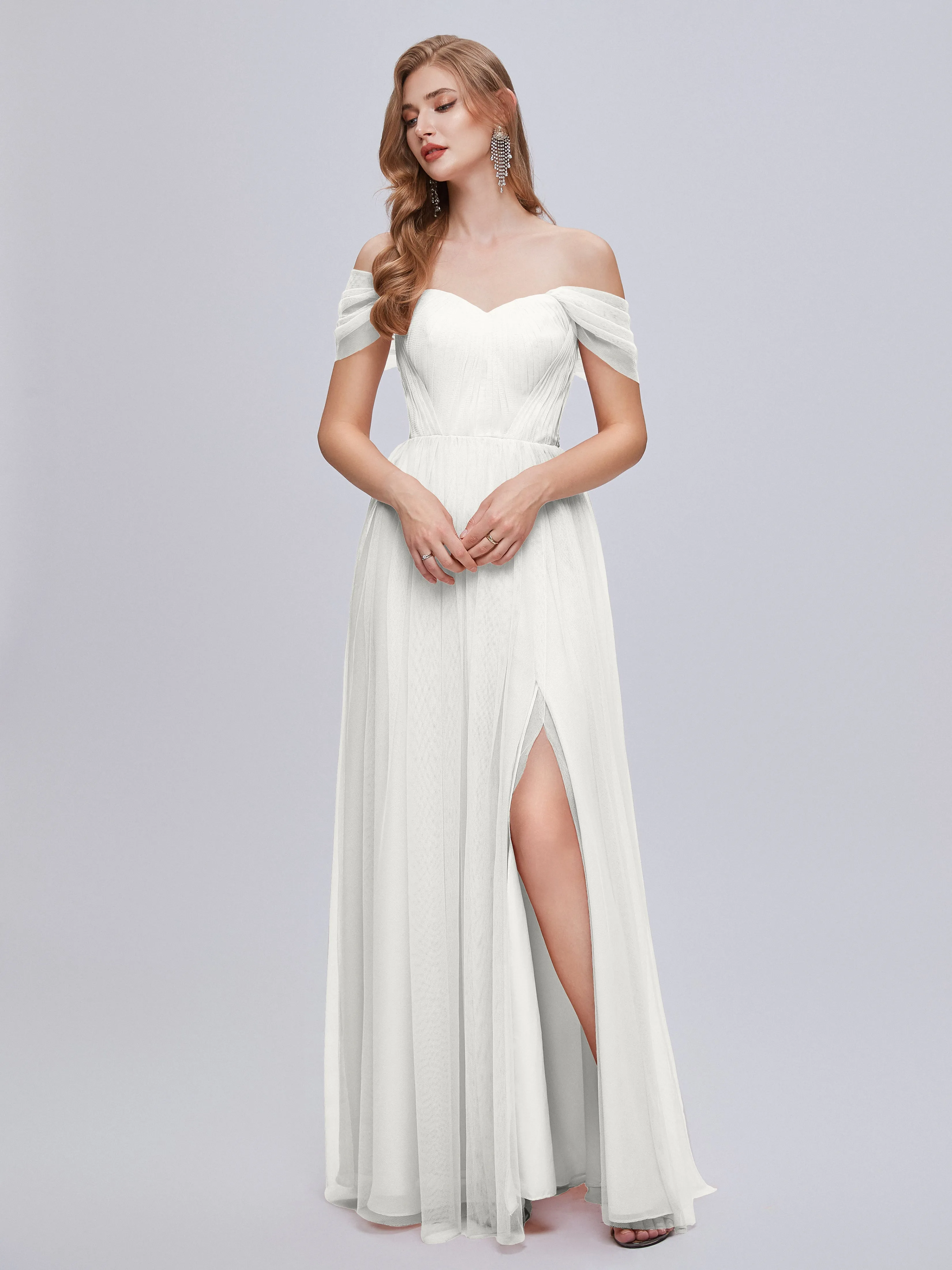 Ayla Split Convertible Chiffon Bridesmaid Dresses With Tulle