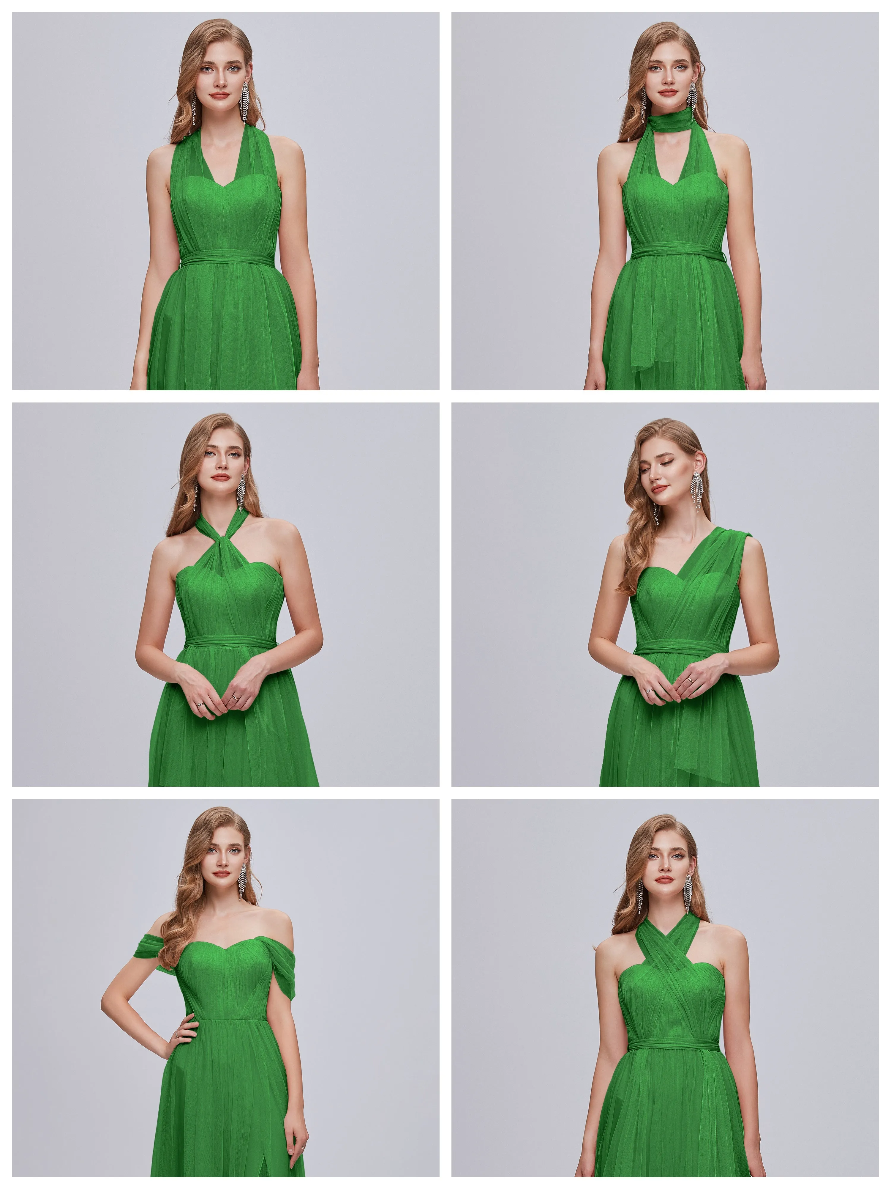 Ayla Split Convertible Chiffon Bridesmaid Dresses With Tulle
