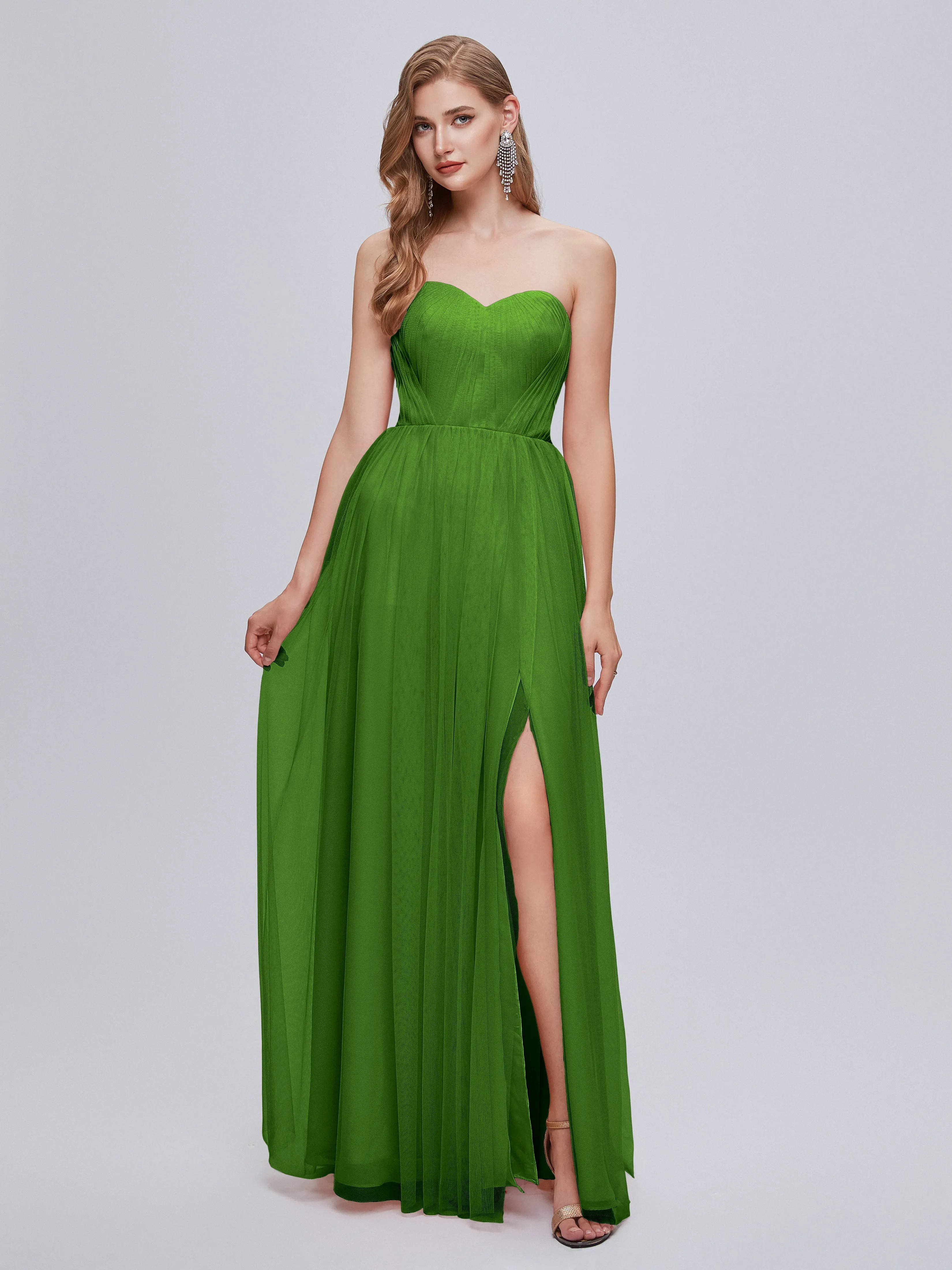 Ayla Split Convertible Chiffon Bridesmaid Dresses With Tulle