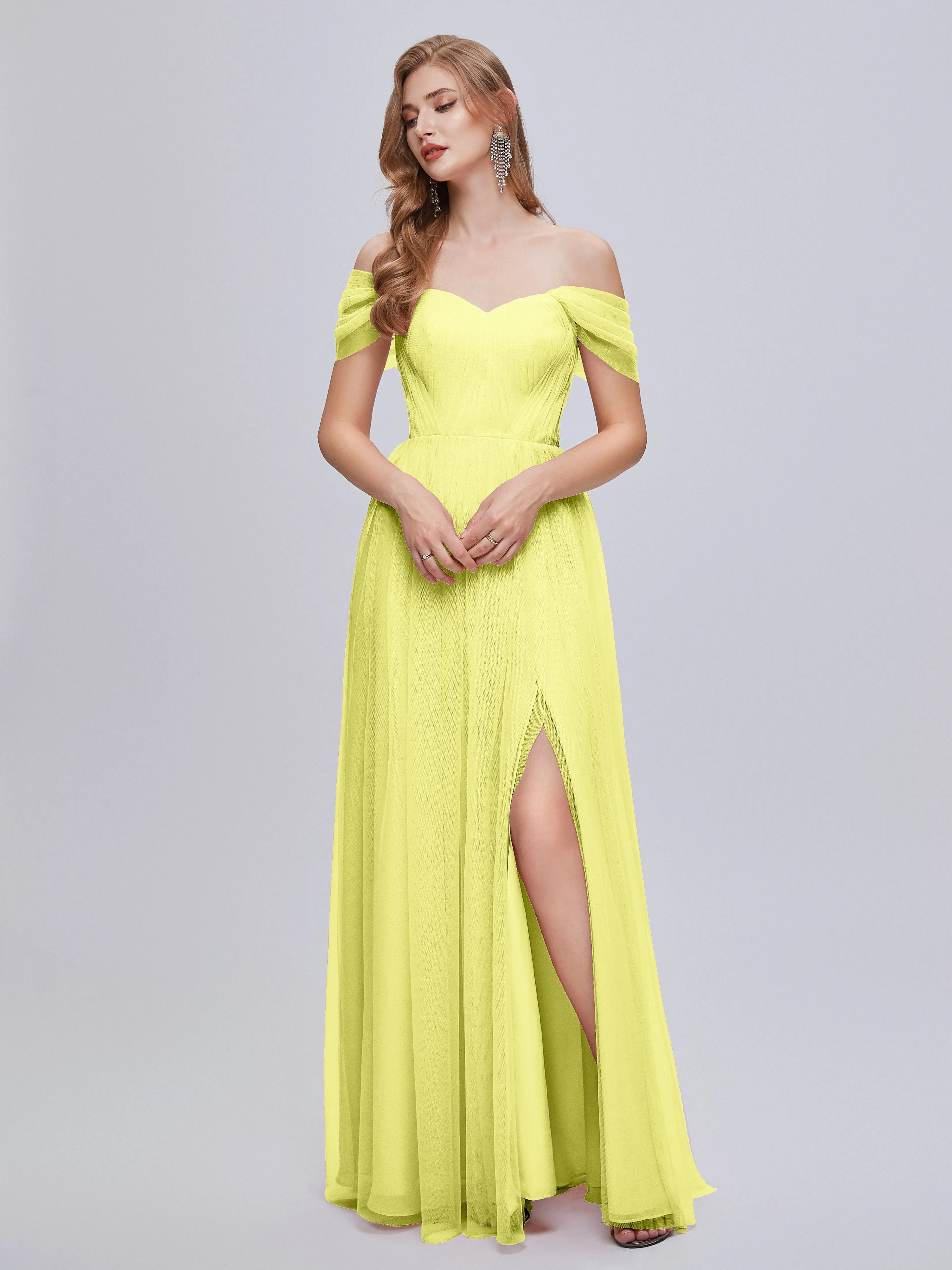 Ayla Split Convertible Chiffon Bridesmaid Dresses With Tulle