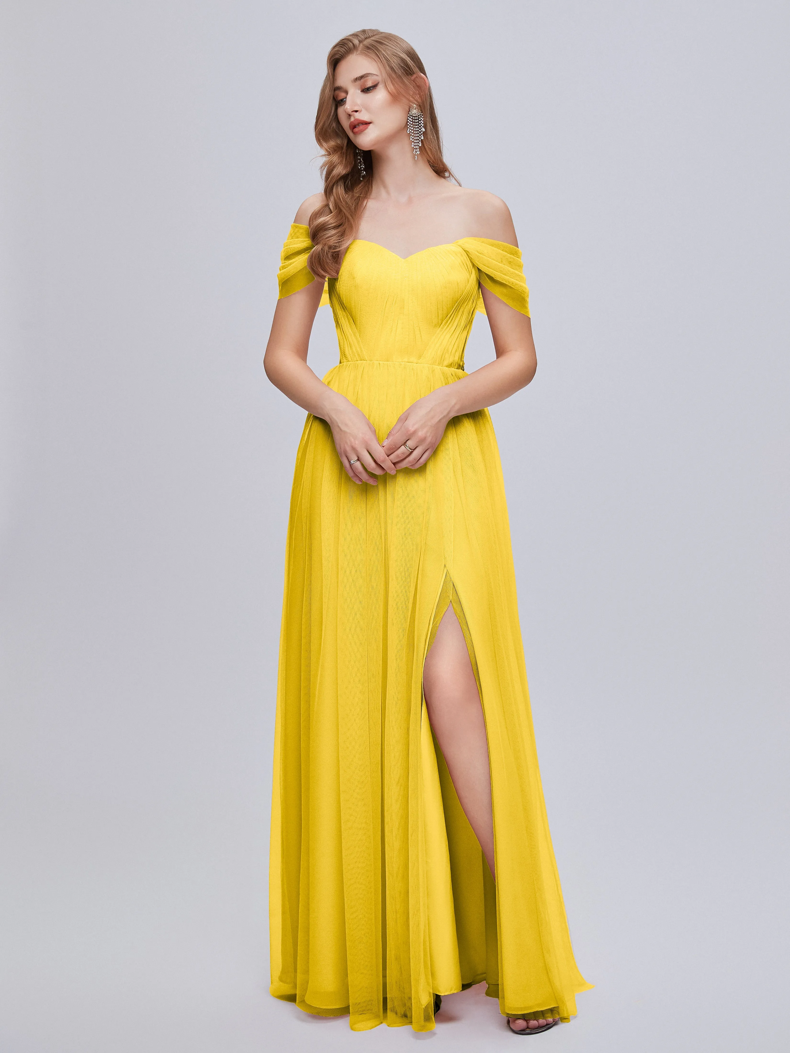 Ayla Split Convertible Chiffon Bridesmaid Dresses With Tulle