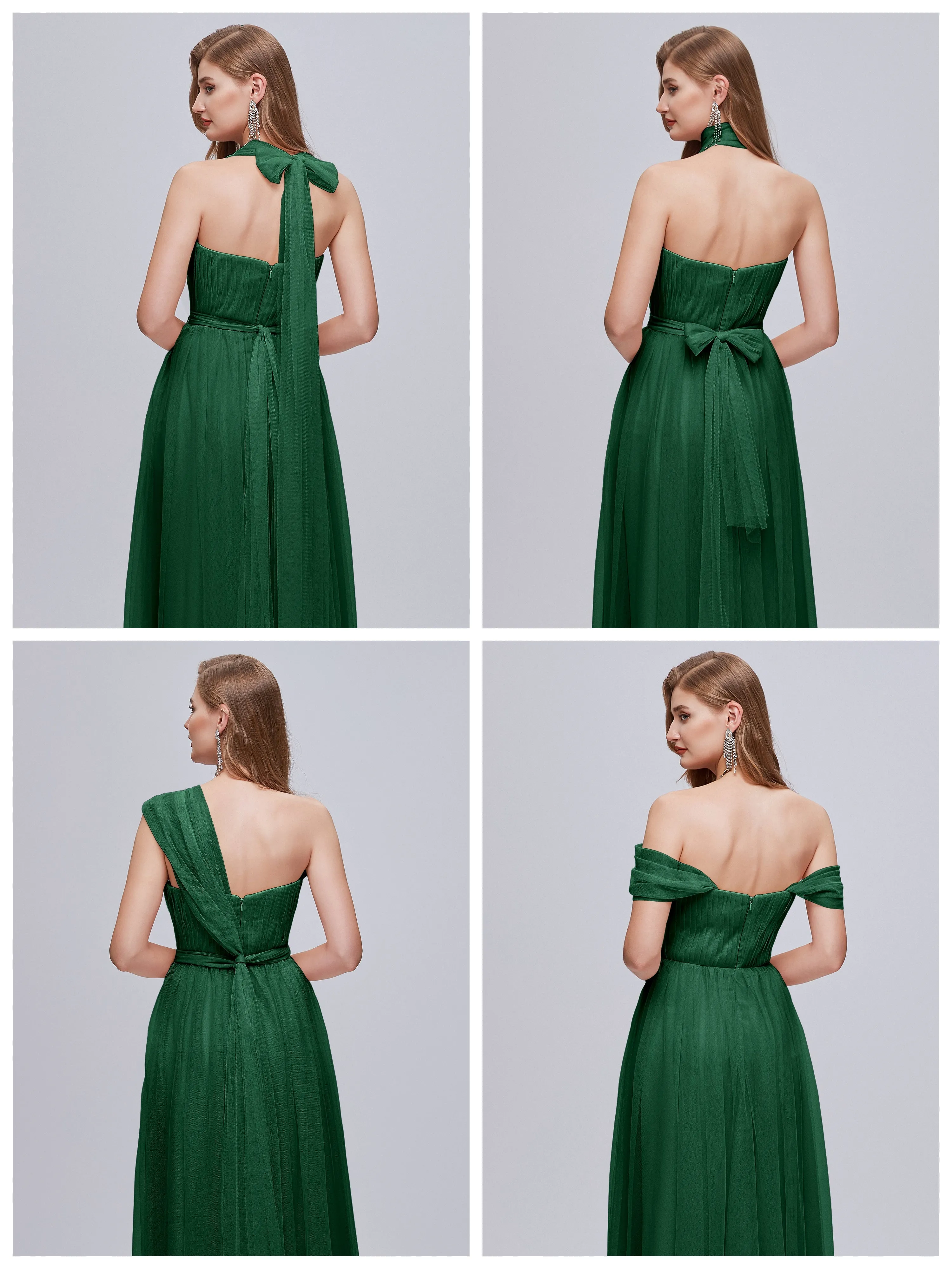 Ayla Split Convertible Chiffon Bridesmaid Dresses With Tulle