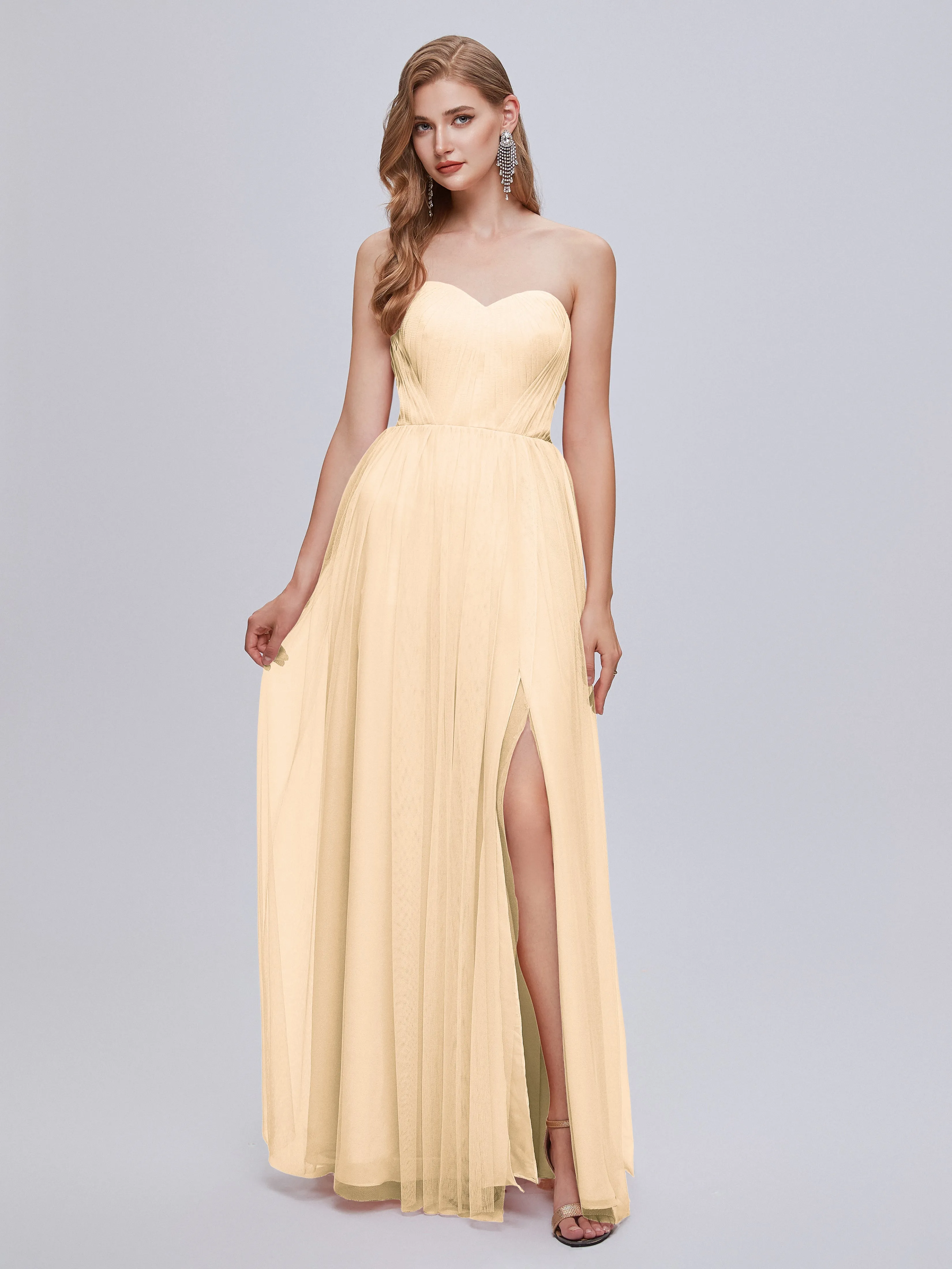 Ayla Split Convertible Chiffon Bridesmaid Dresses With Tulle