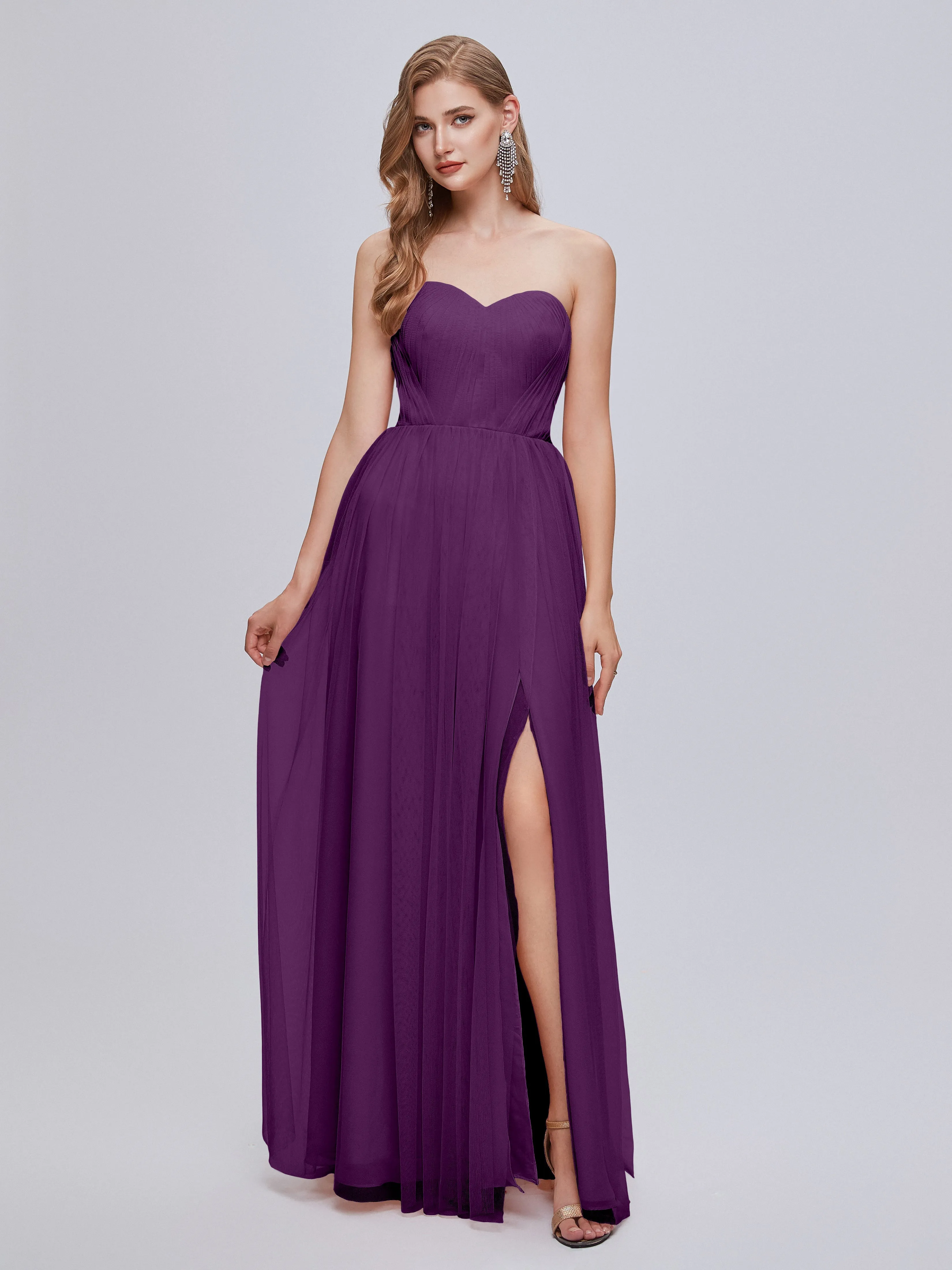Ayla Split Convertible Chiffon Bridesmaid Dresses With Tulle