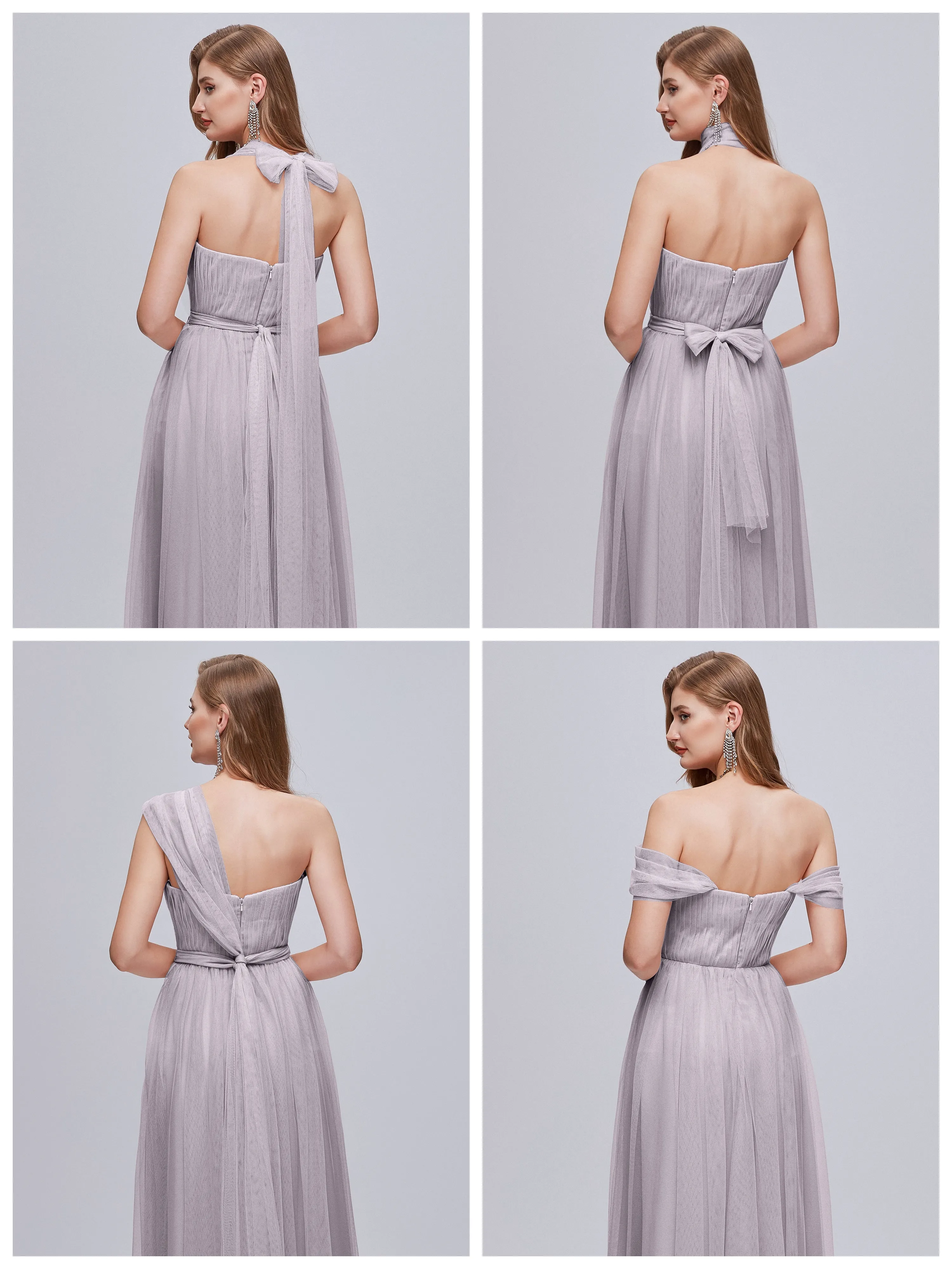 Ayla Split Convertible Chiffon Bridesmaid Dresses With Tulle