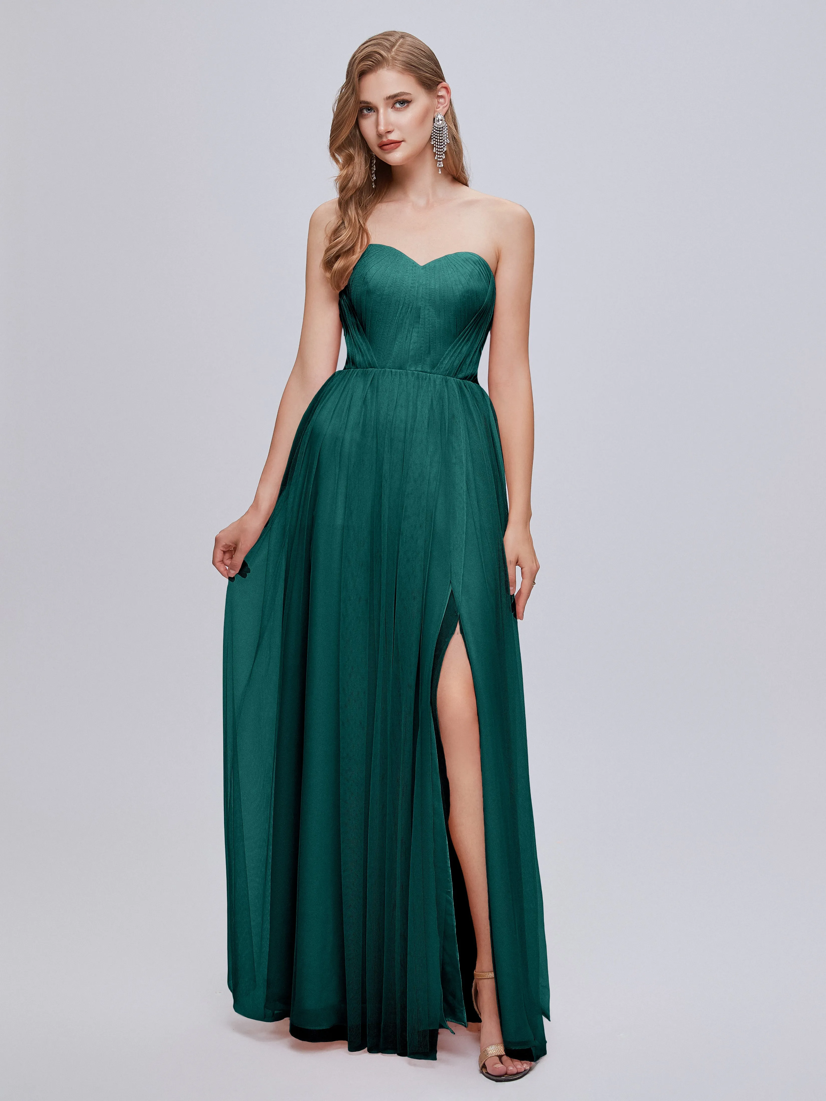 Ayla Split Convertible Chiffon Bridesmaid Dresses With Tulle