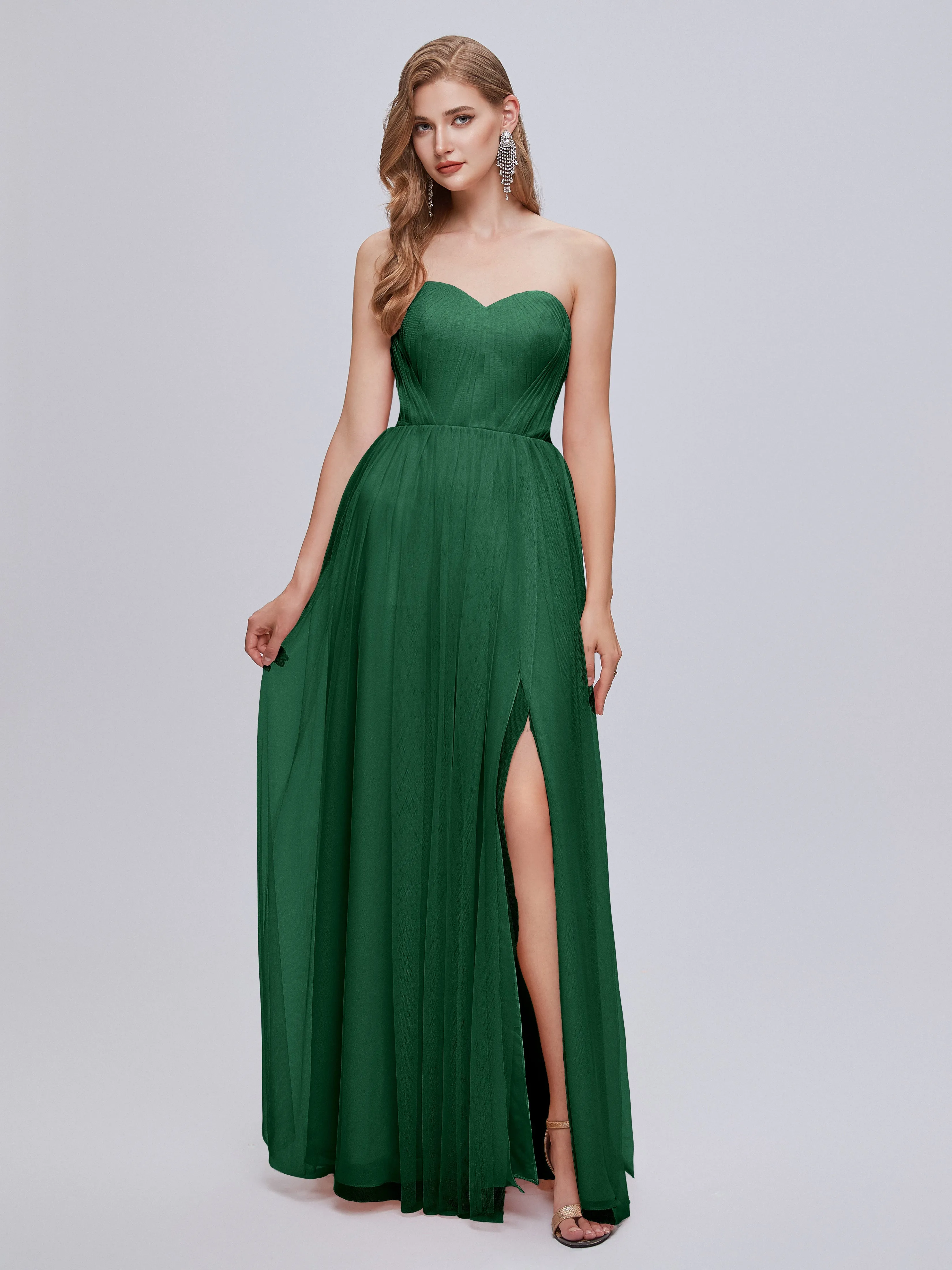 Ayla Split Convertible Chiffon Bridesmaid Dresses With Tulle