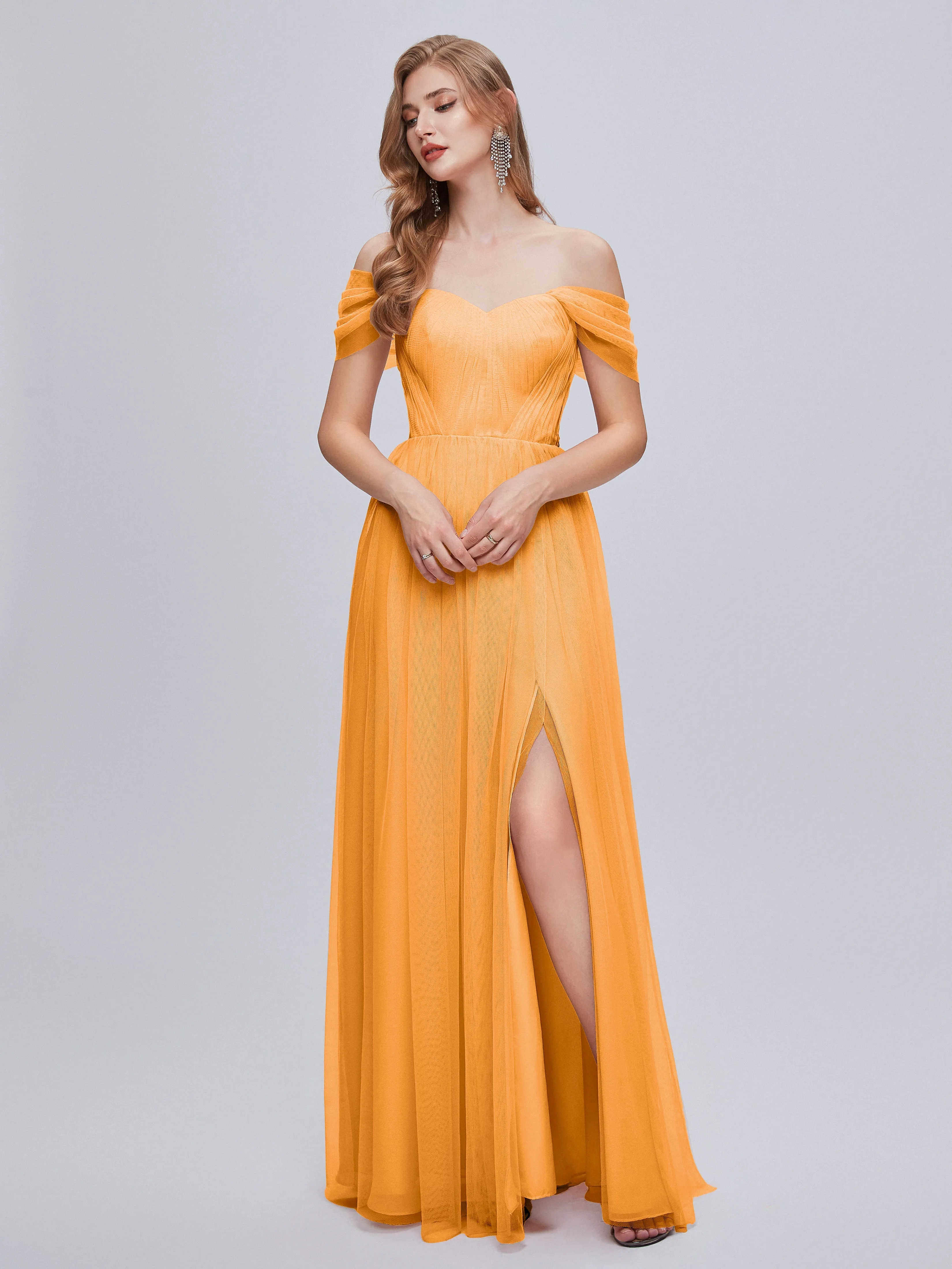 Ayla Split Convertible Chiffon Bridesmaid Dresses With Tulle