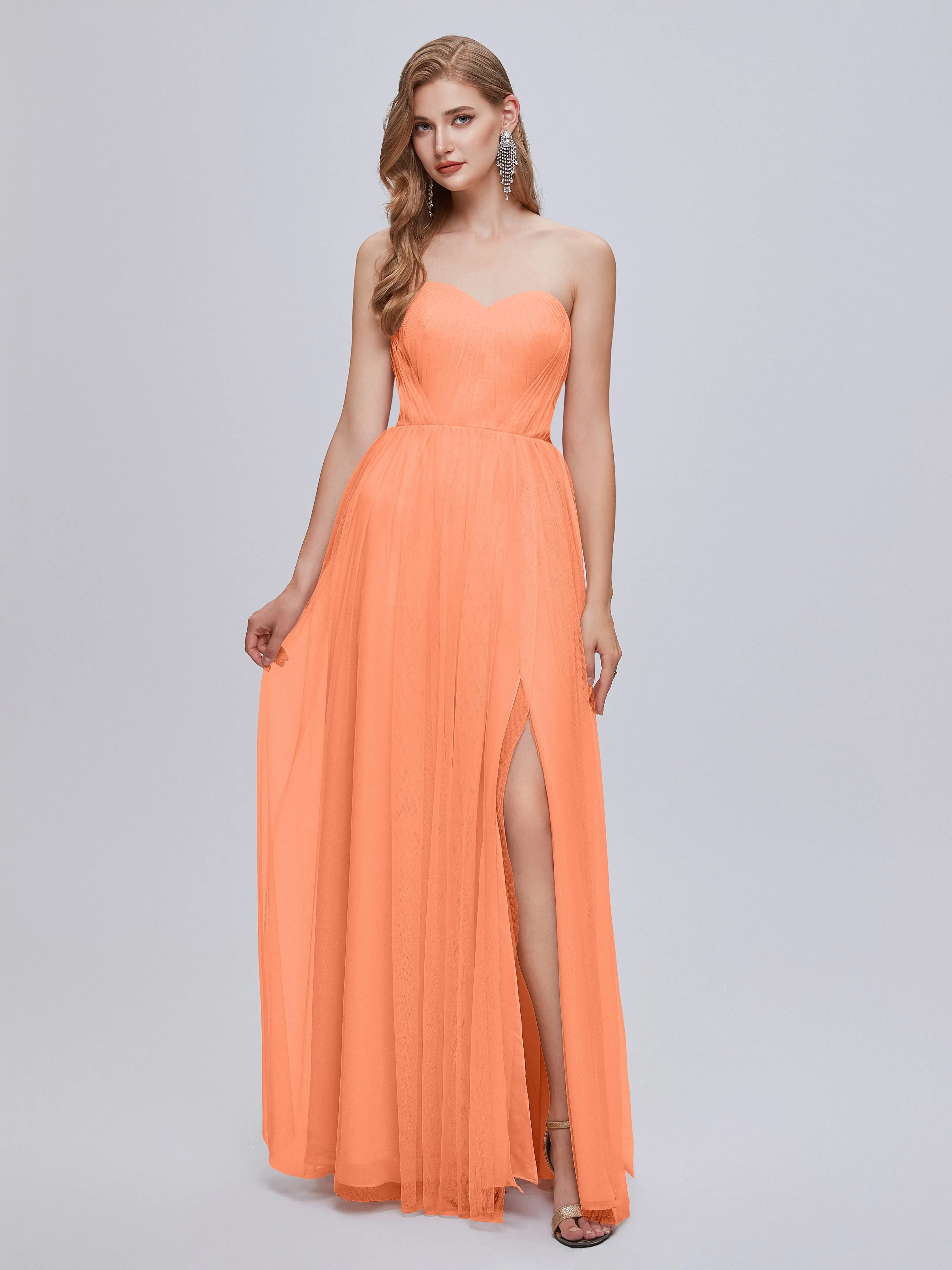 Ayla Split Convertible Chiffon Bridesmaid Dresses With Tulle