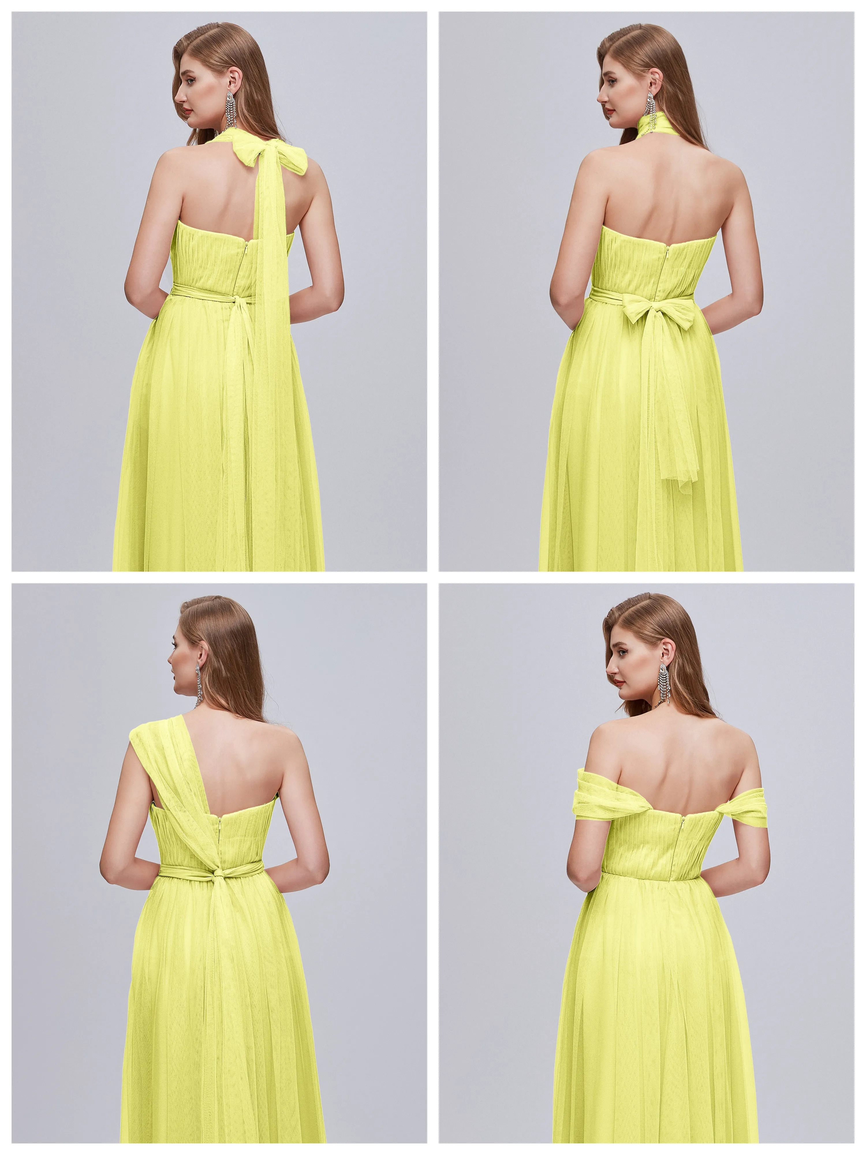 Ayla Split Convertible Chiffon Bridesmaid Dresses With Tulle